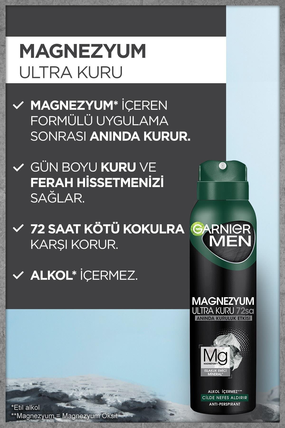 GARNIER Men Magnezyum Ultra Kuru Deodorant Sprey 150 ml