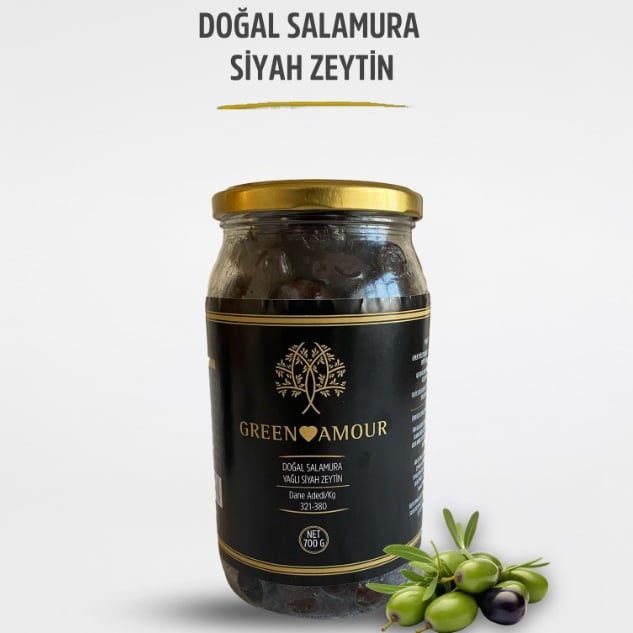 Doğal Salamura Siyah Zeyitn ( 700 gr ) Green Amour
