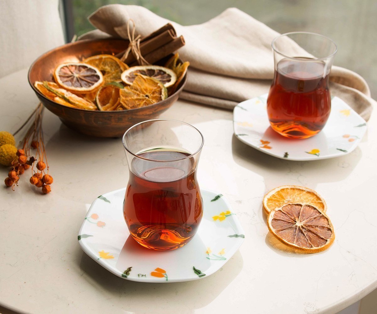 6'lı Mislina Çay Bardağı Seti Mimoza Premium