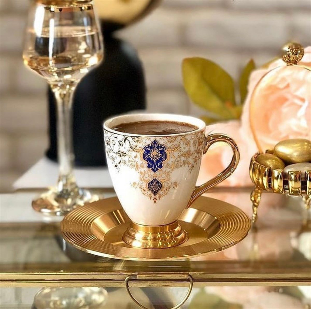 6'lı Violet Porselen Kahve Fincan Takımı - Damask