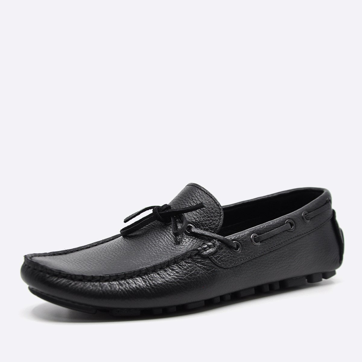 Fosco Hakiki Deri Siyah Flotter Yazlık Loafer Erkek Ayakkabı 9845