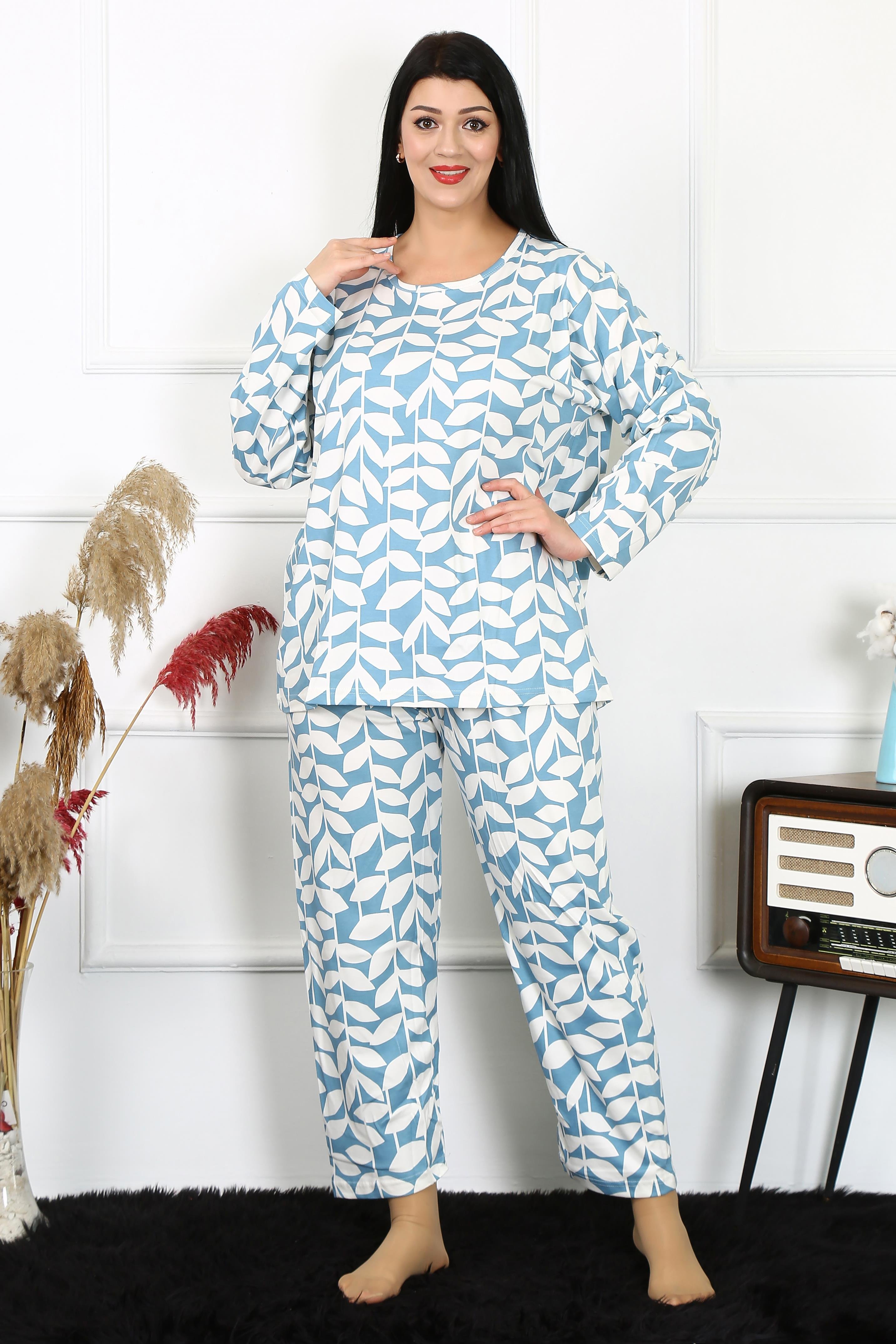 Akbeniz Kadın Uzun Kol Büyük Beden Pijama Takım | Akbeniz