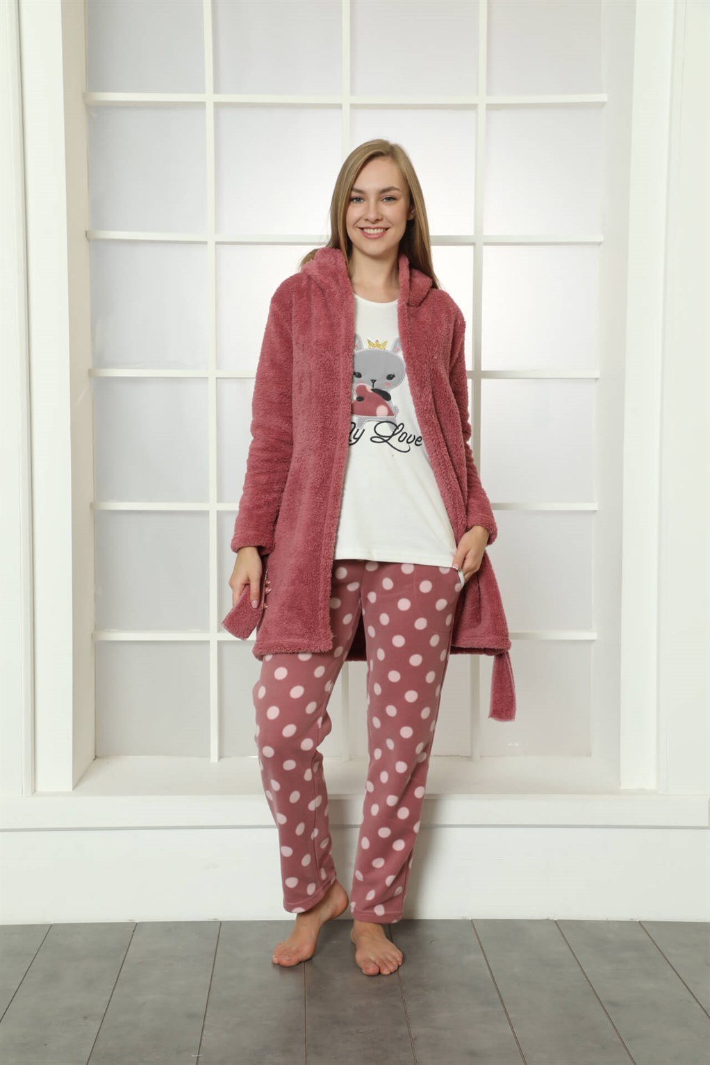 Akbeniz Welsoft Polar Kadın 3'lü Pijama Takımı 808023