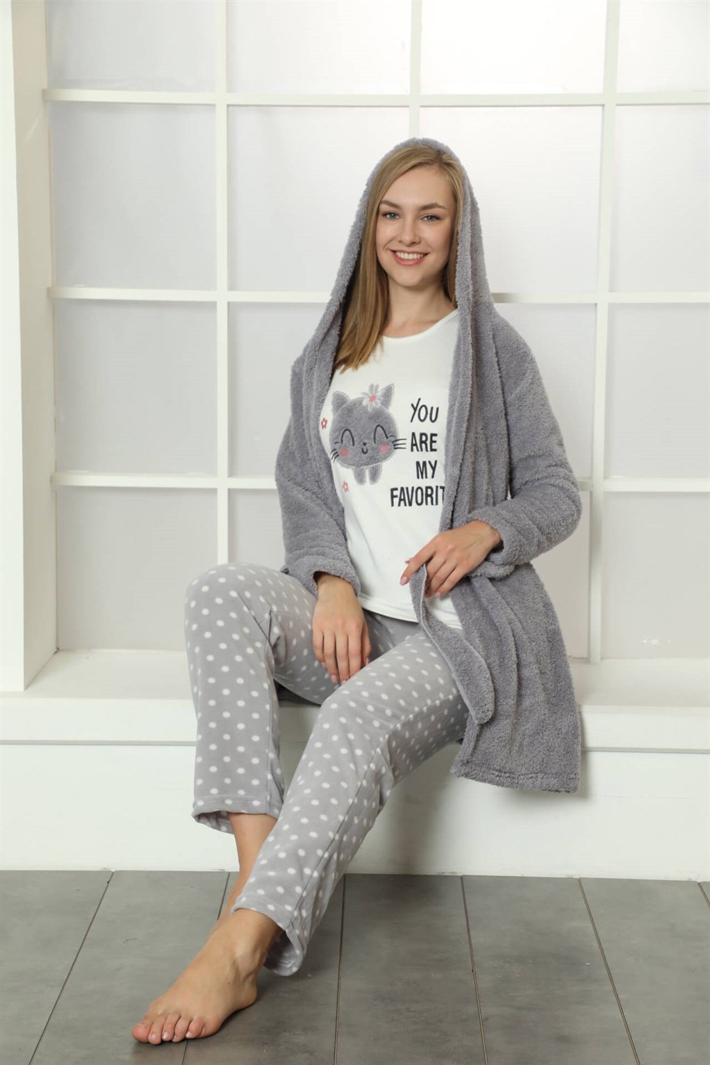 Akbeniz Welsoft Polar Kadın 3'lü Pijama Takımı 808026