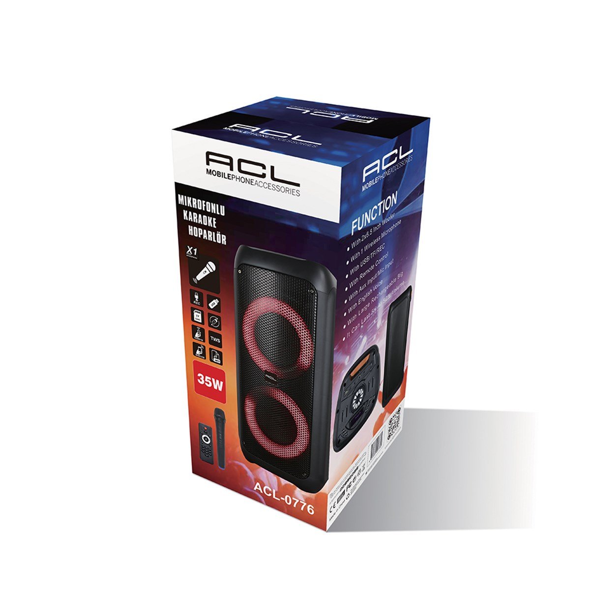 ACL-0776 35W Karaoke Mikrofonlu Taşınabilir Bluetooth Hoparlör