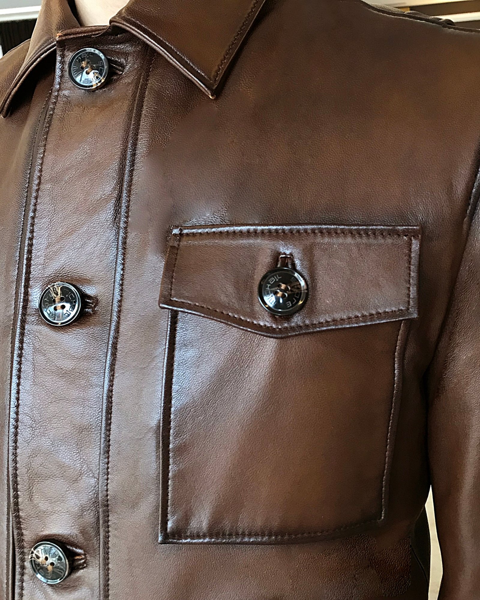 100% original lamb leather coat jacket tan T6319