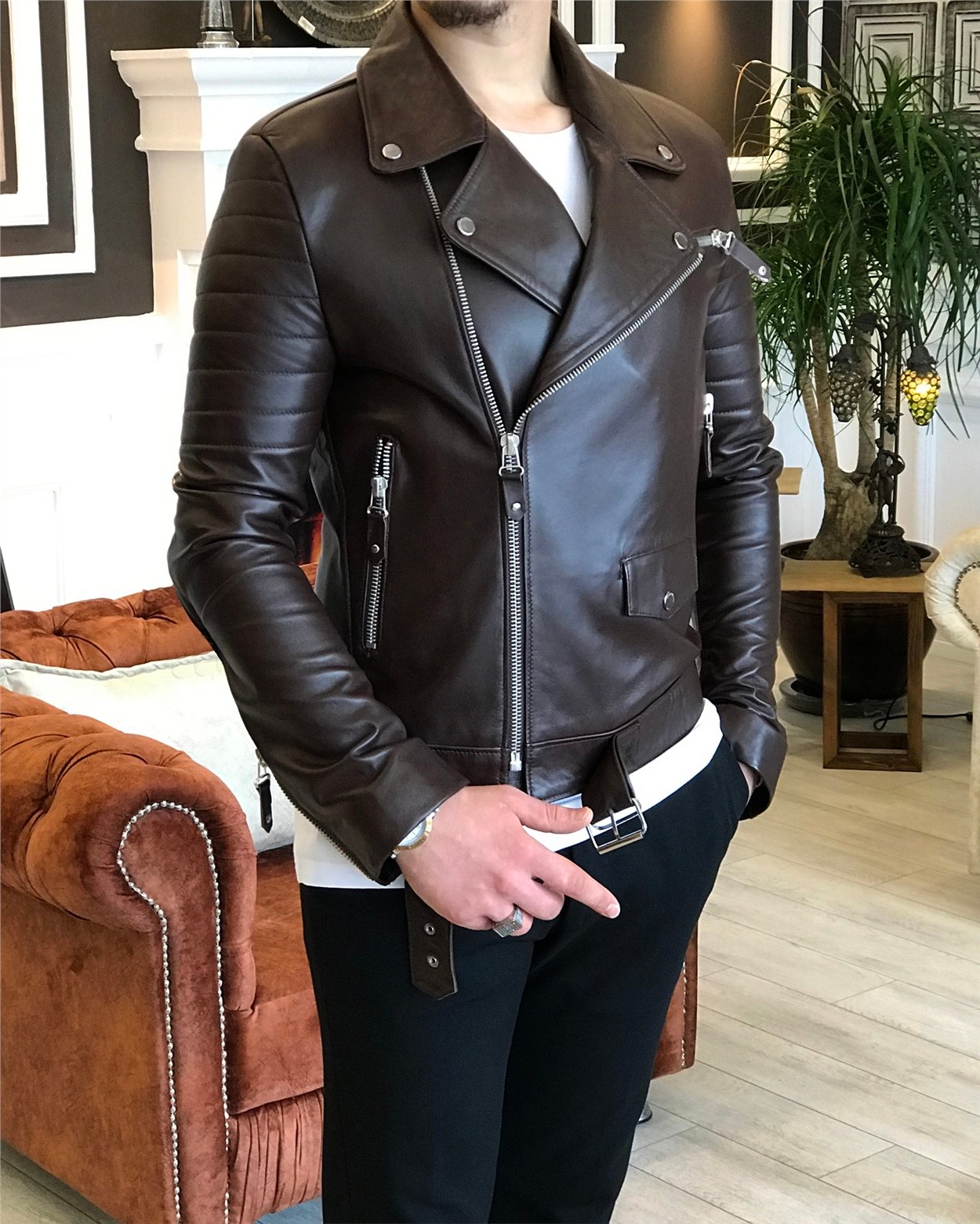 TBC M-LUXE ⅰ TerziAdemAltun %100 orjinal kuzu derisi kuzey mont ceket Kahve T5012