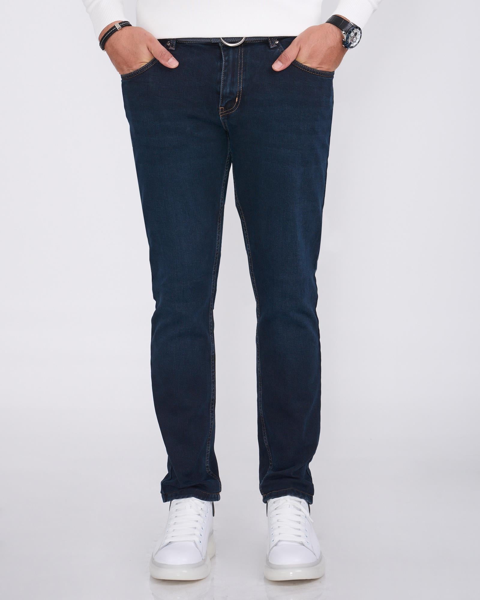 Italian cut slim fit men's jeans navy blue T13332