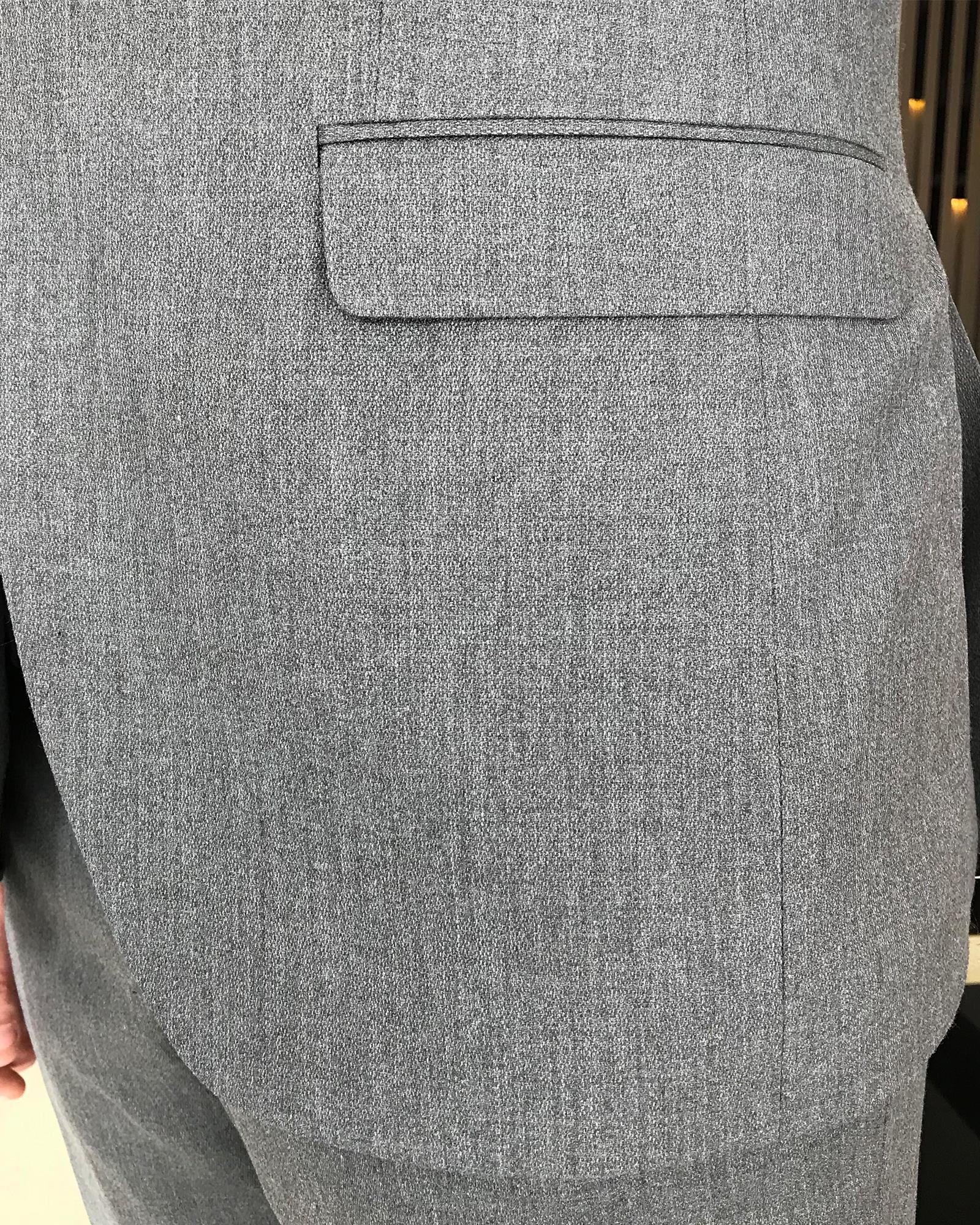 Italian Style Jacket Vest Pantalon Combine Suit Light Gray T5803