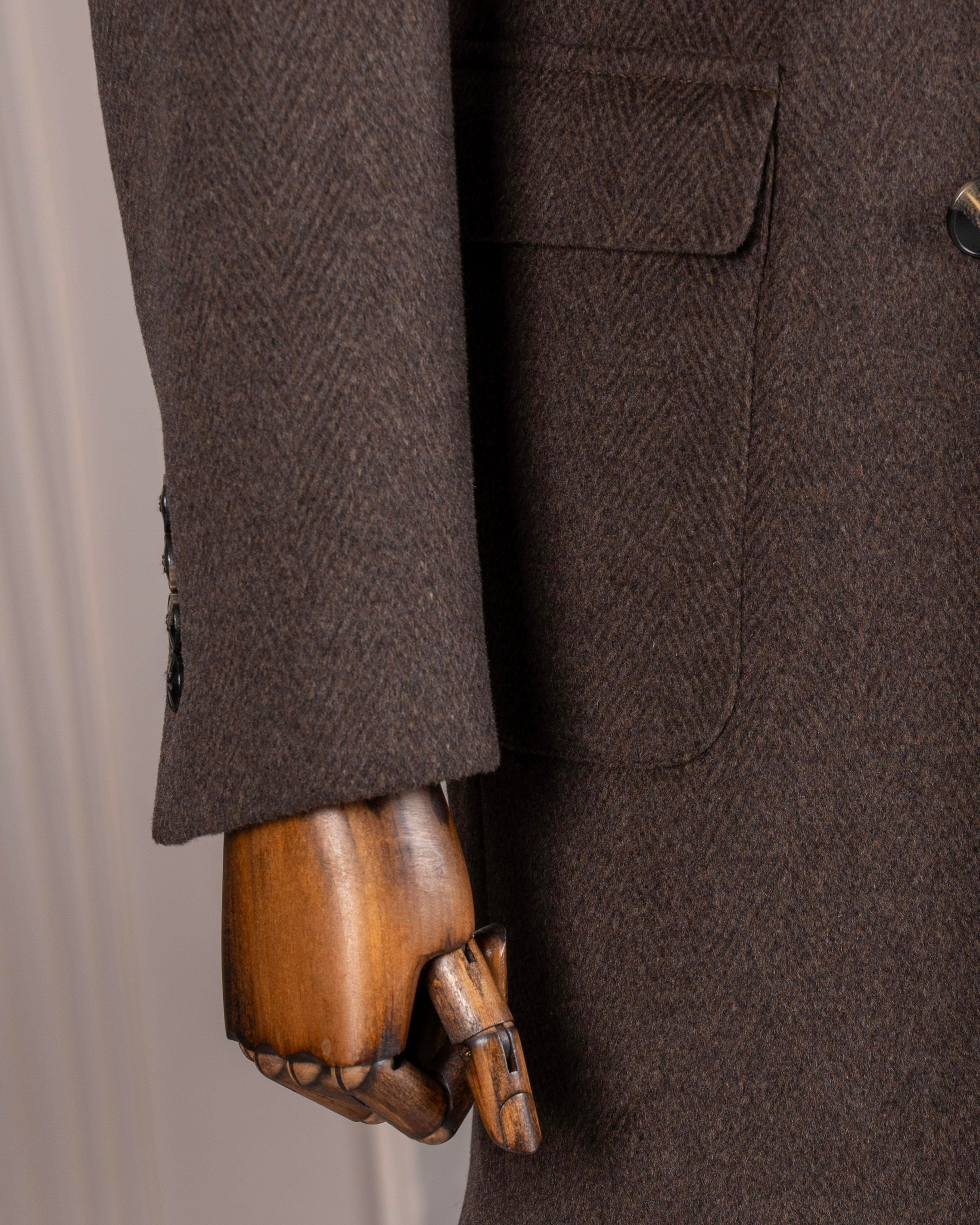 TerziAdemAltun İtalyan stil slim fit kruvaze yün karışımlı kaşe