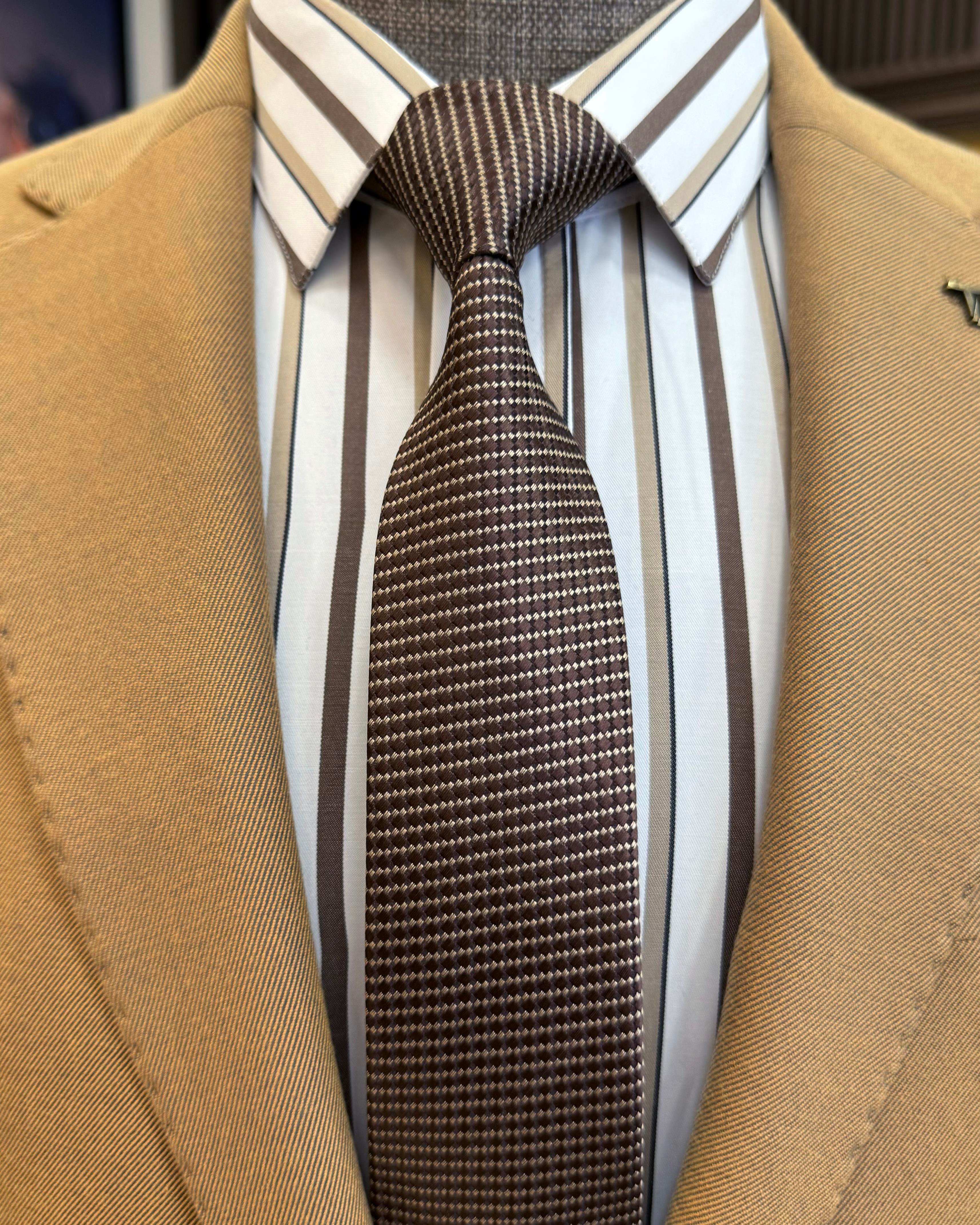 TerziAdemAltun İtalyan stil slim fit mono yaka erkek ceket camel