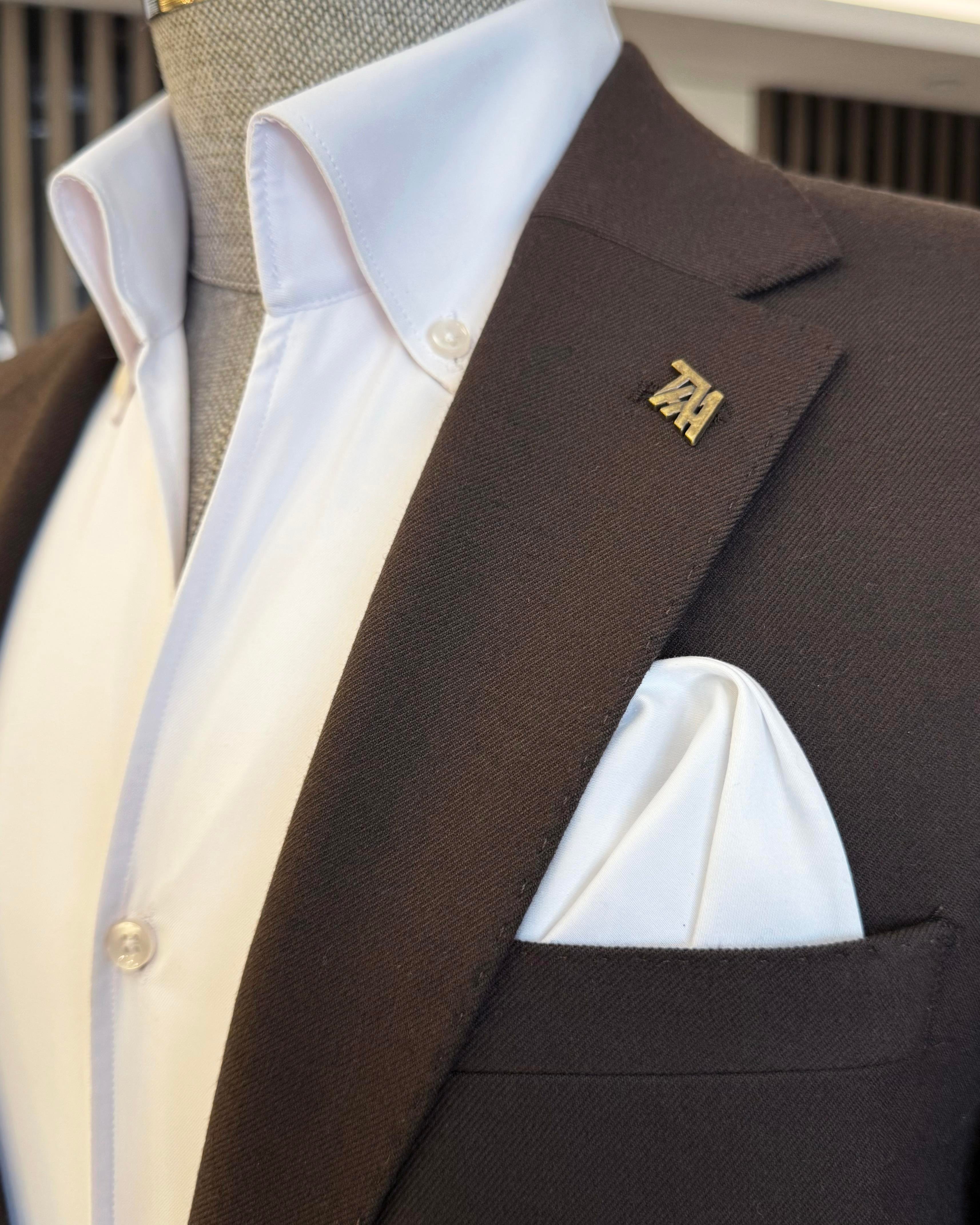 TerziAdemAltun İtalyan stil slim fit mono yaka erkek ceket