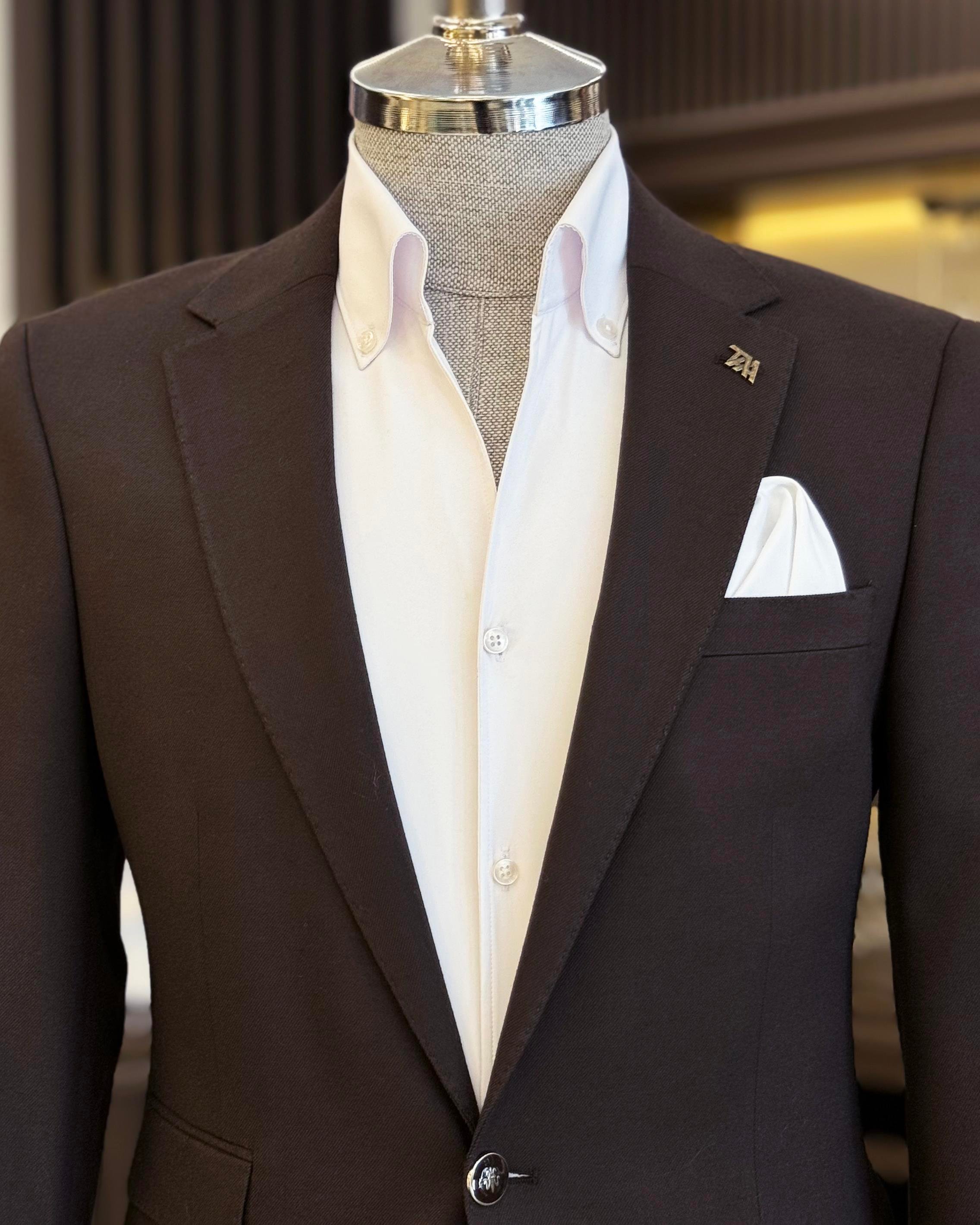 TerziAdemAltun İtalyan stil slim fit mono yaka erkek ceket