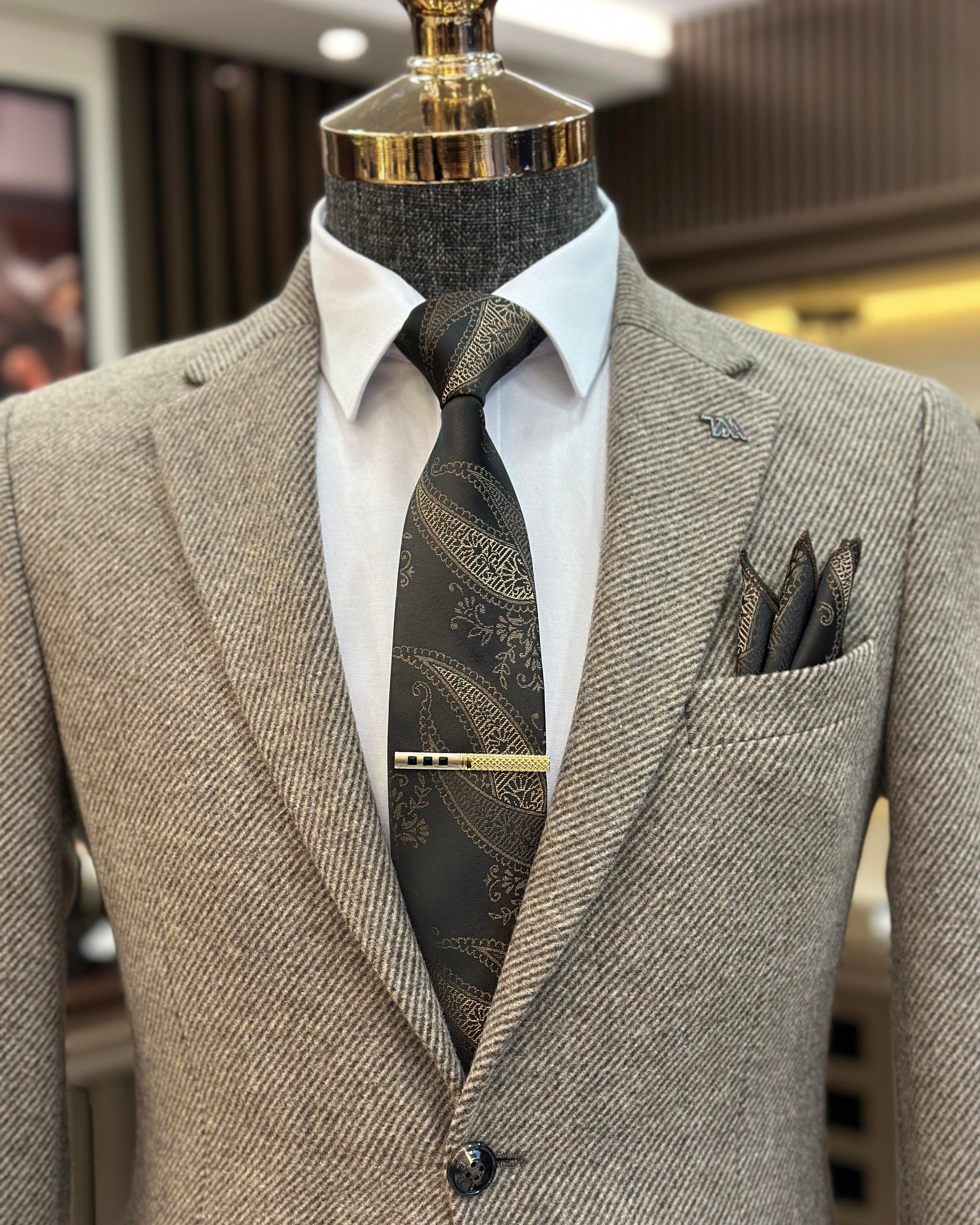TerziAdemAltun İtalyan stil slim fit mono yaka kaşe erkek ceket