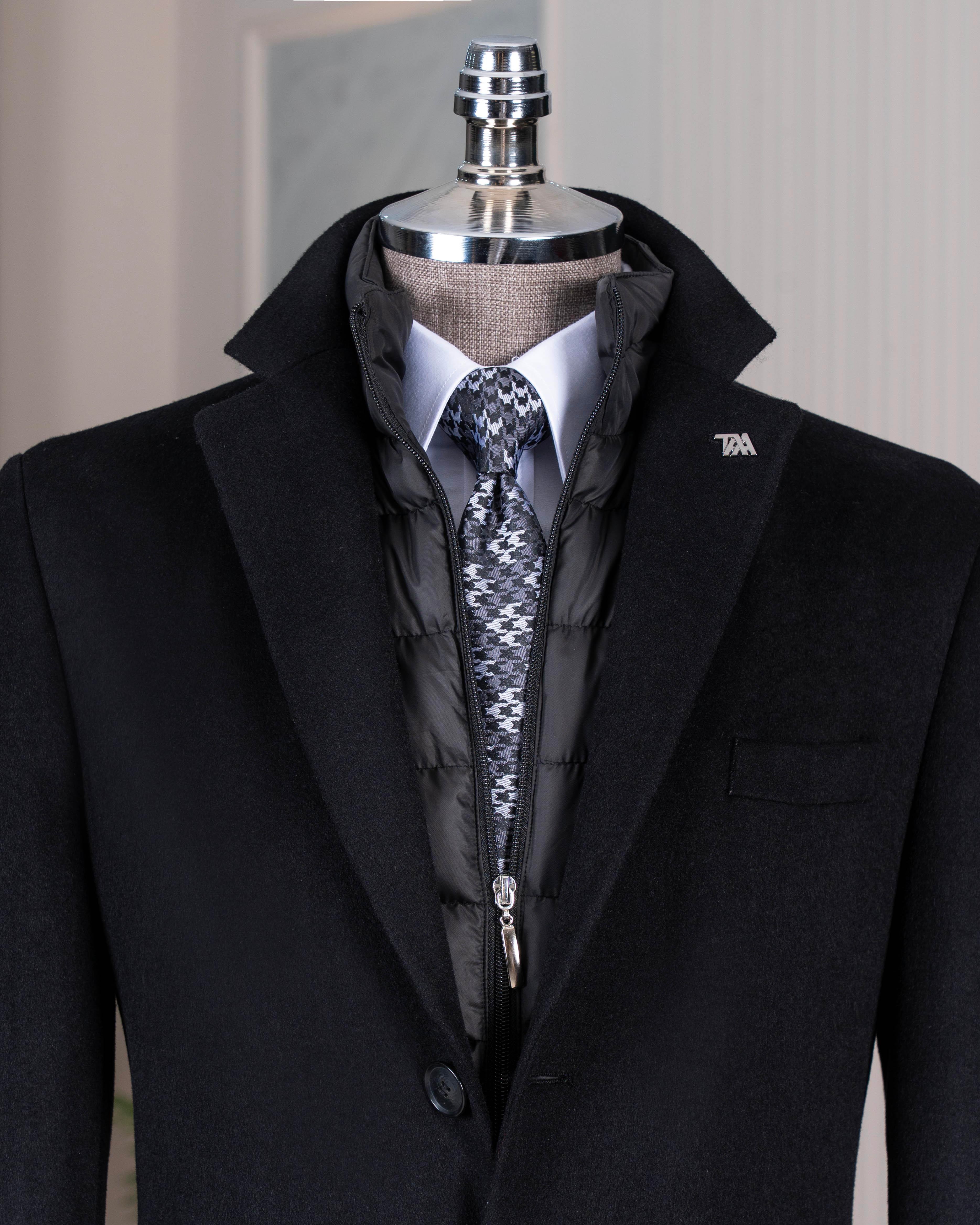İtalyan stil slim fit mono yaka yün karışımlı kaşe erkek kaban