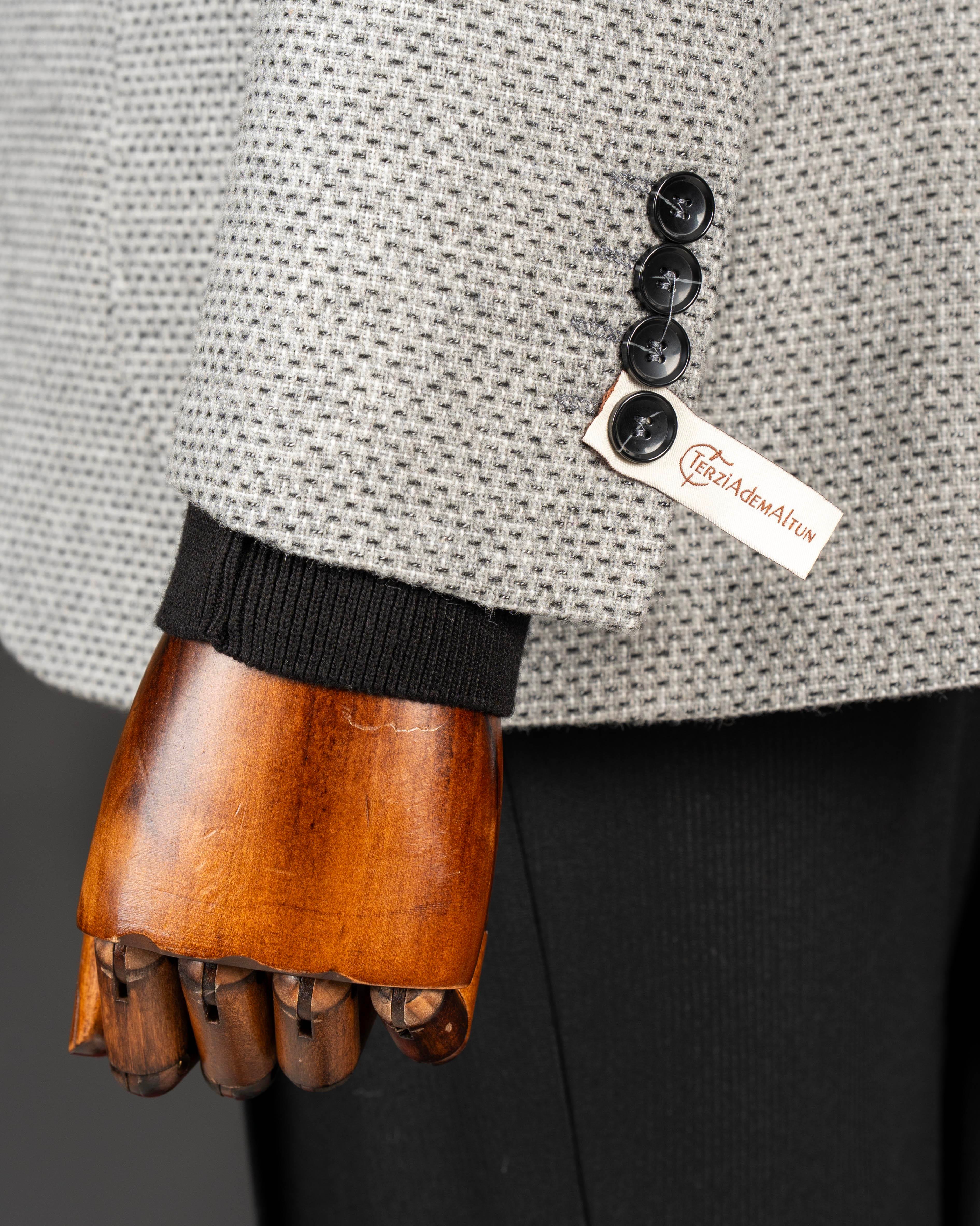 TerziAdemAltun İtalyan stil slim fit mono yaka yünlü erkek tek