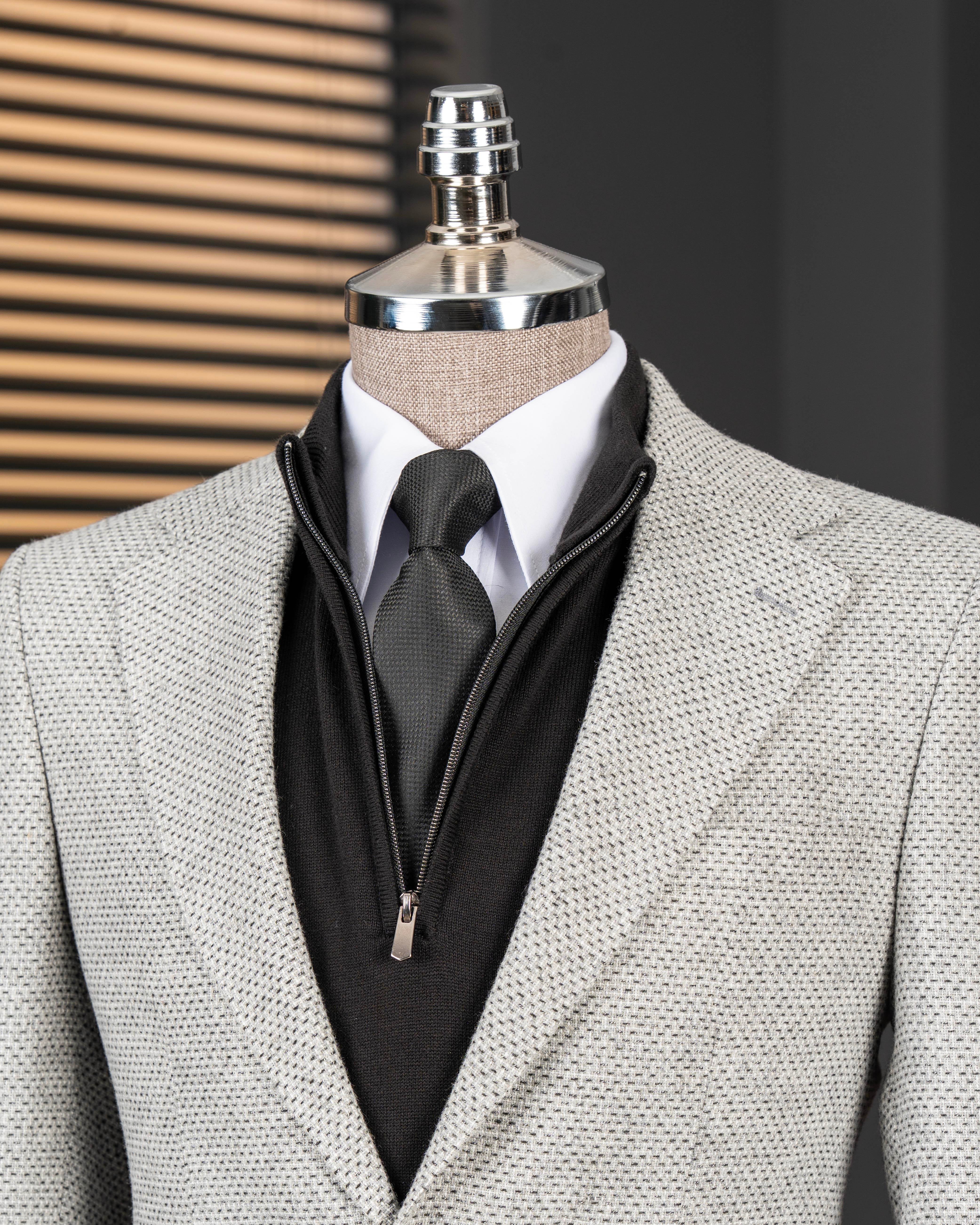TerziAdemAltun İtalyan stil slim fit mono yaka yünlü erkek tek