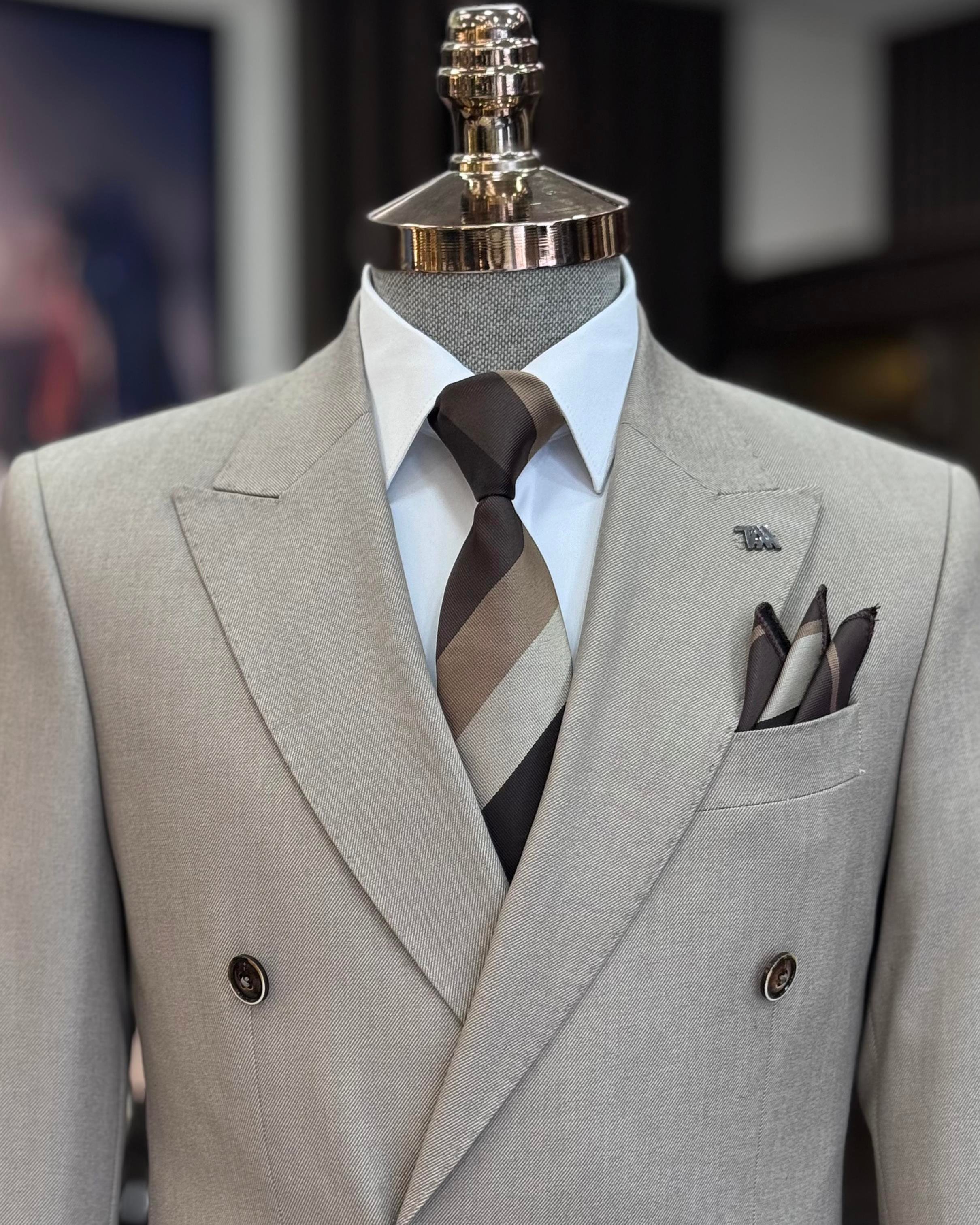 Italian style slim fit peak lapel double breasted men's jacket
