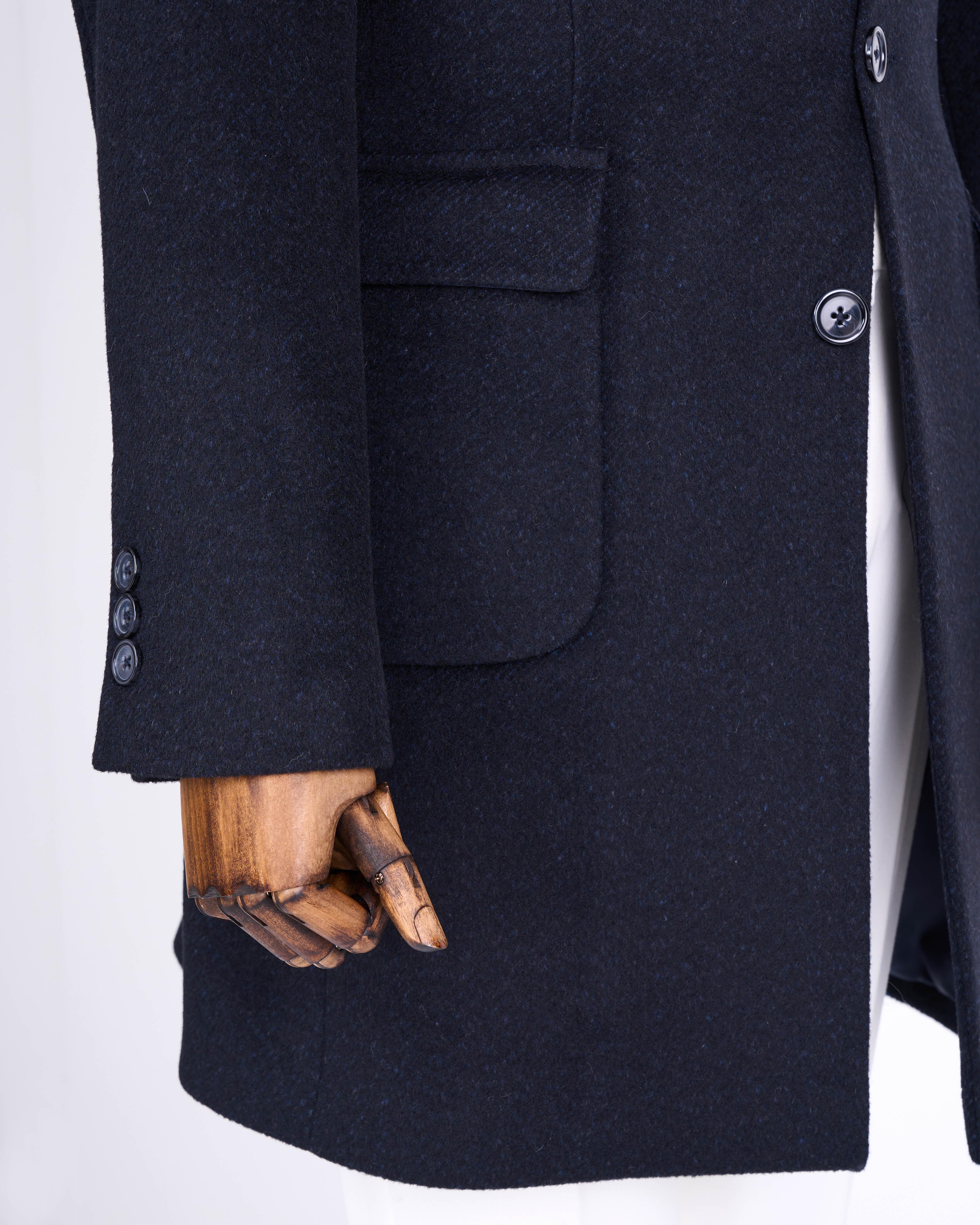 TerziAdemAltun İtalyan stil slim fit sivri yaka yün karışımlı kaşe