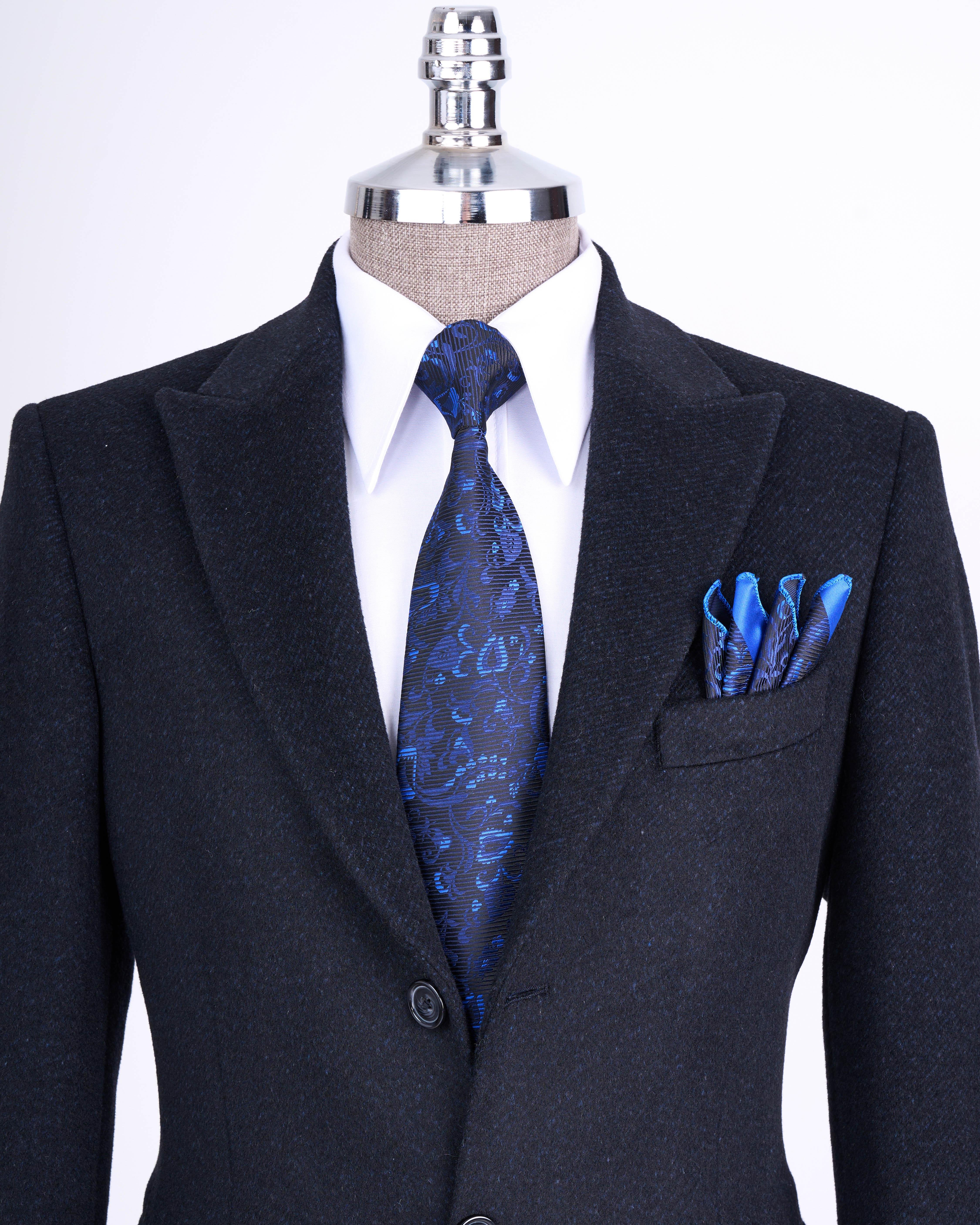 56ガンバ様 TerziAdemAltun İtalyan stil slim fit sivri yaka yün karışımlı kaşe