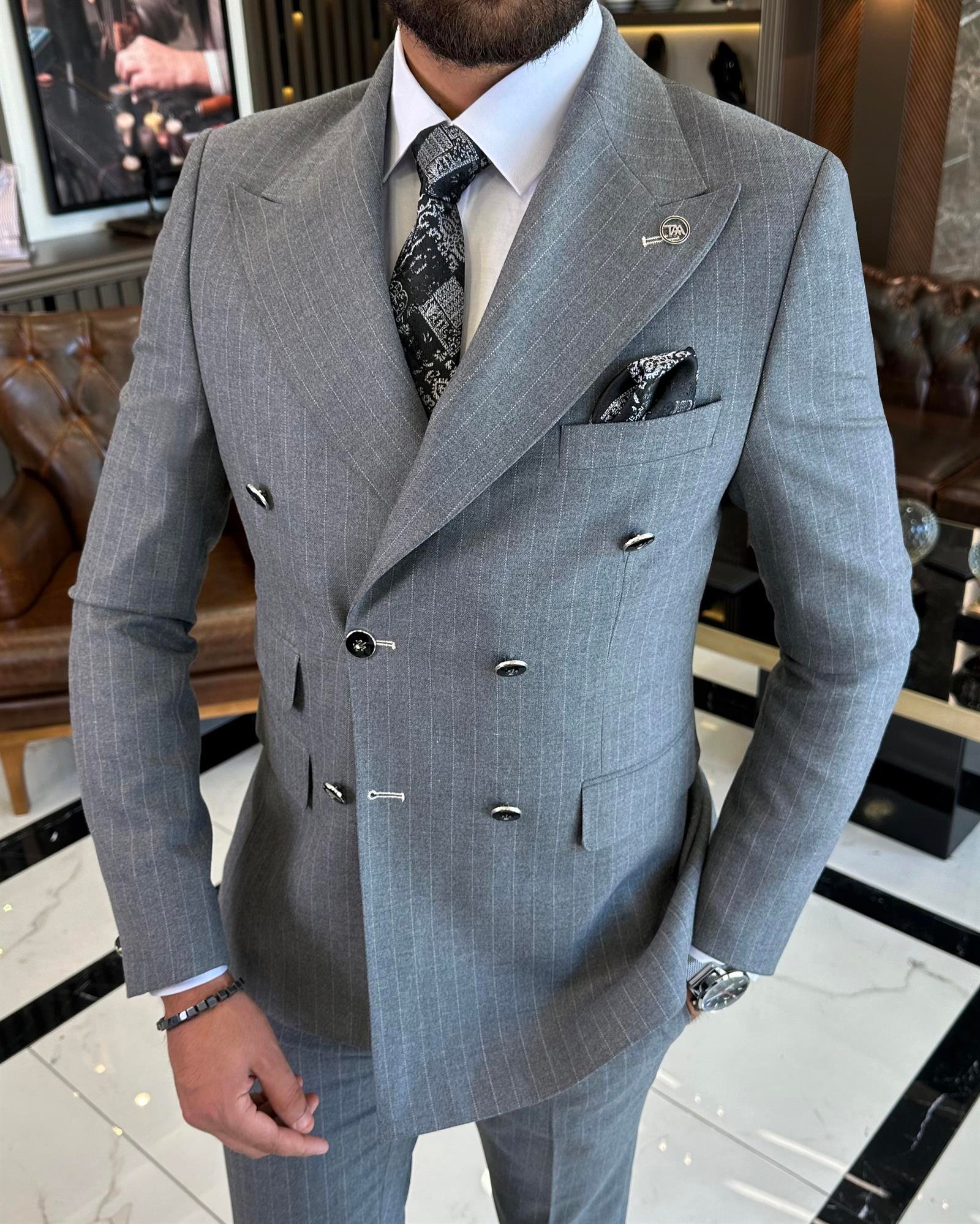 スーツ SAMUEL GUI YANG LEE TROUSER DOVE GREY スーツ SAMUEL GUI YANG LEE TROUSER DOVE GREY LOOSE SUIT PANT GREY