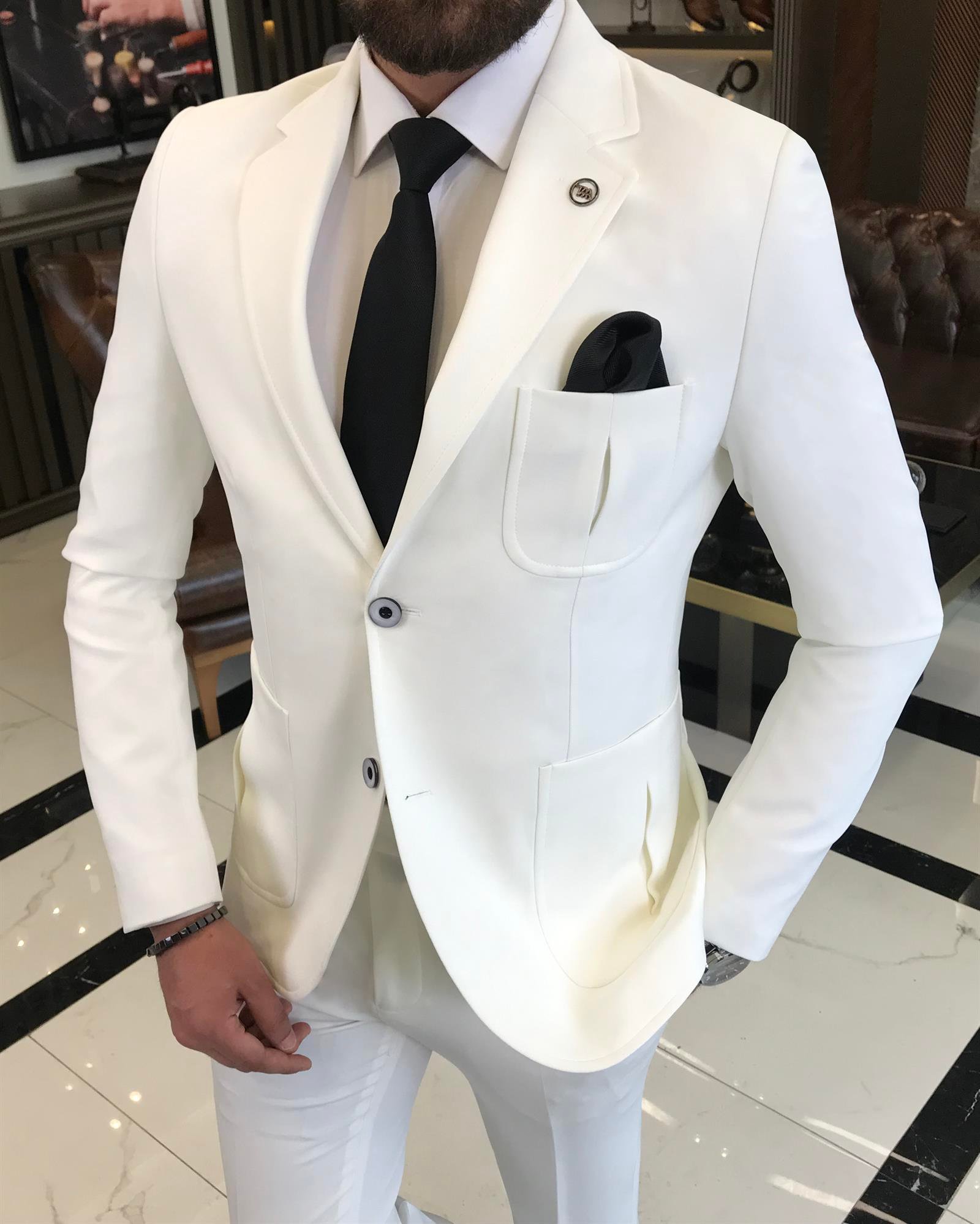 italyan stil slim fit yün karışımlı likralı safari ceket pantolon