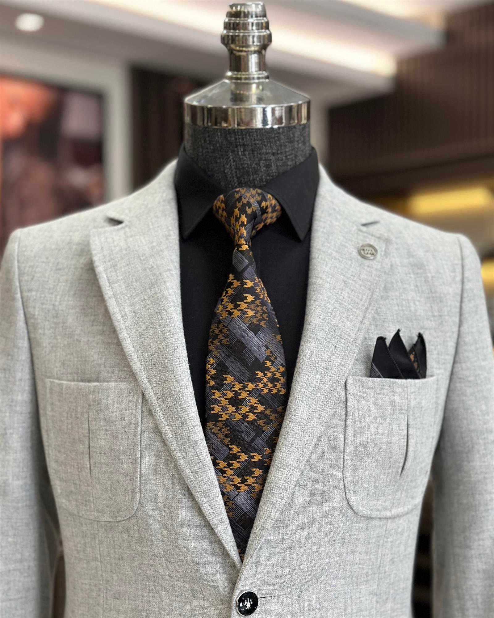 TerziAdemAltun İtalyan stil slim fit yün karışımlı mono yaka erkek
