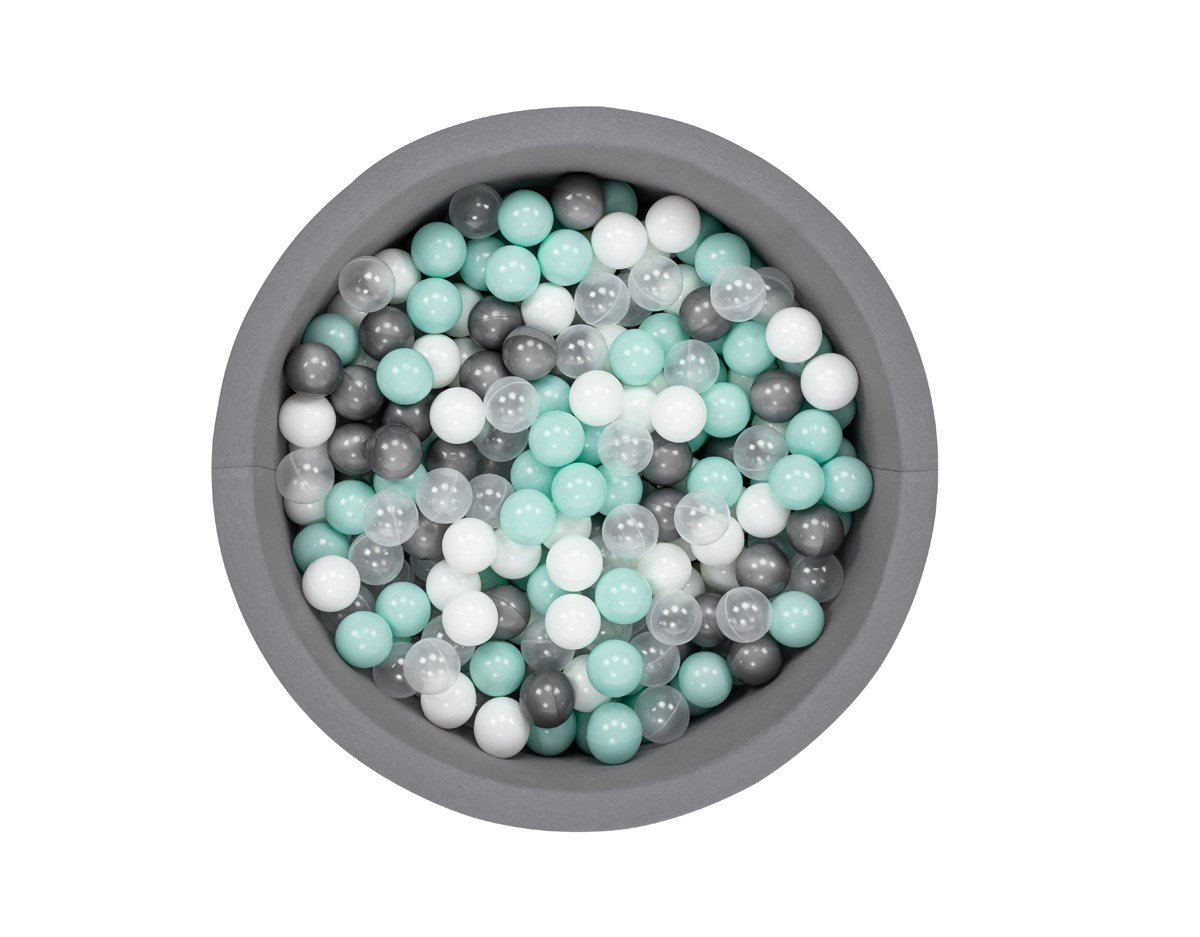 Wellgro Bubble Pops Gray Ball Pool - Grey/White/Transparent/Mint Top