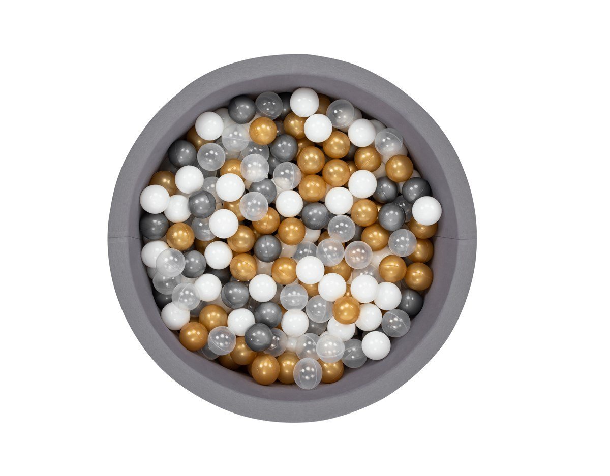 Wellgro Bubble Pops Gray Ball Pool - Grey/White/Transparent/Gold Top
