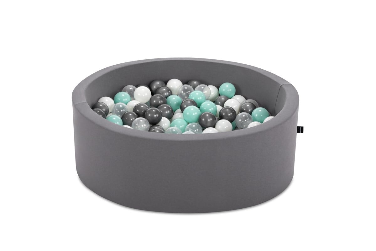 Wellgro Bubble Pops Gray Ball Pool - Grey/White/Transparent/Mint Top