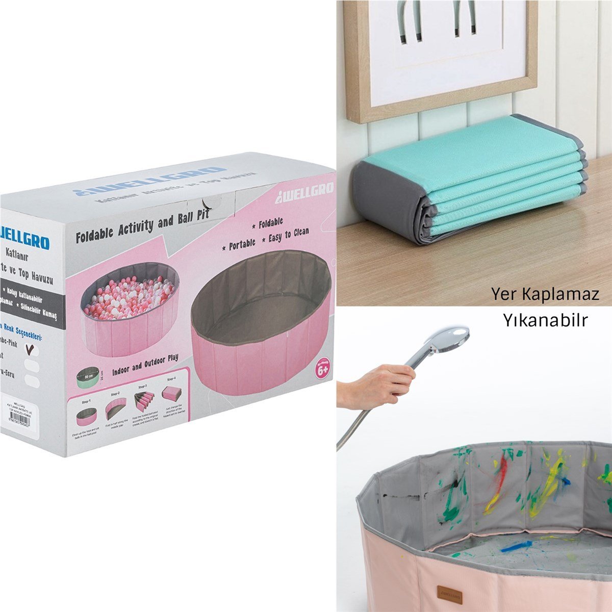 Wellgro Katlanır Aktivite ve Oyun Havuzu, Pembe