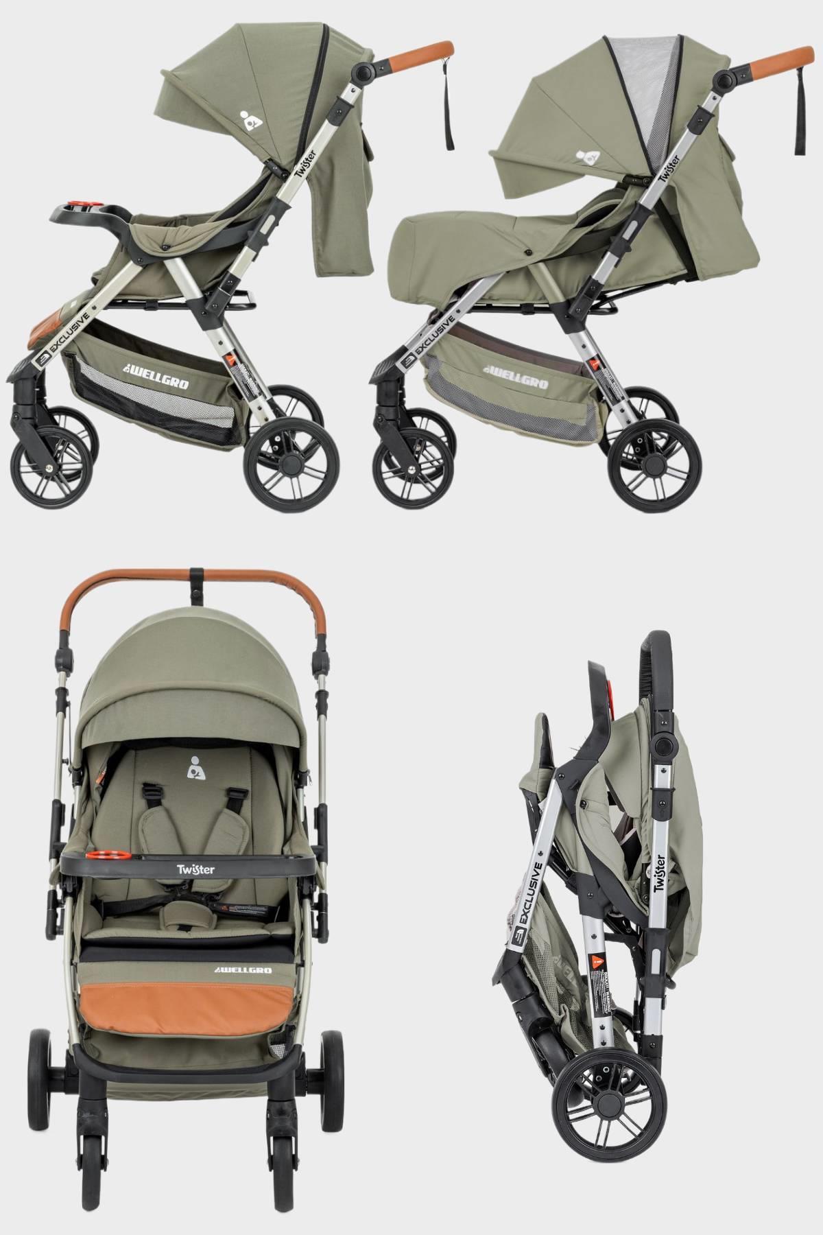 Wellgro Twister Çift Yönlü Bebek Arabası, Yeşil
