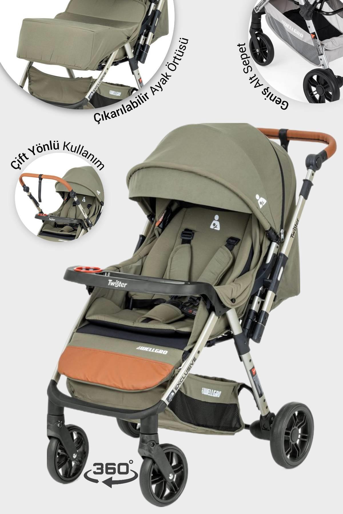 Wellgro Twister Çift Yönlü Bebek Arabası, Yeşil