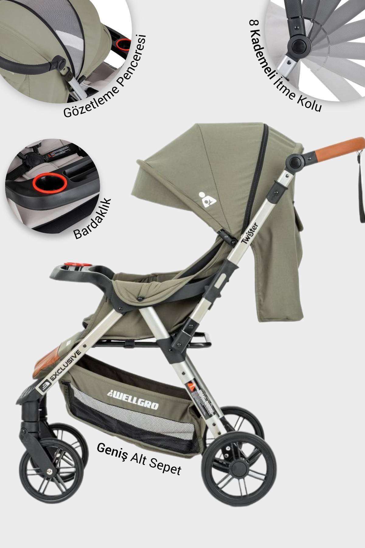 Wellgro Twister Çift Yönlü Bebek Arabası, Yeşil