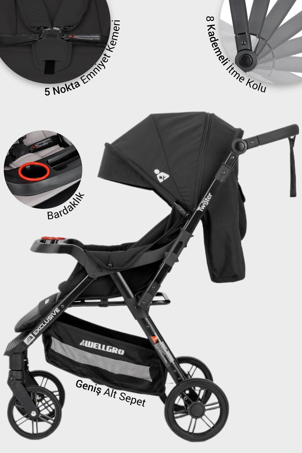 Wellgro Twister Çift Yönlü Bebek Arabası, Siyah