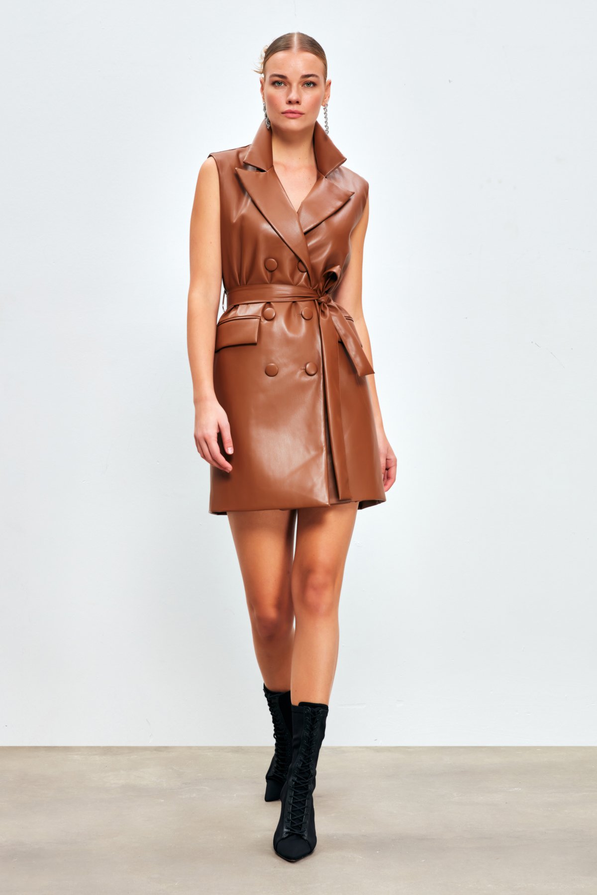 dress leather vest Belted Leather Vest Dress