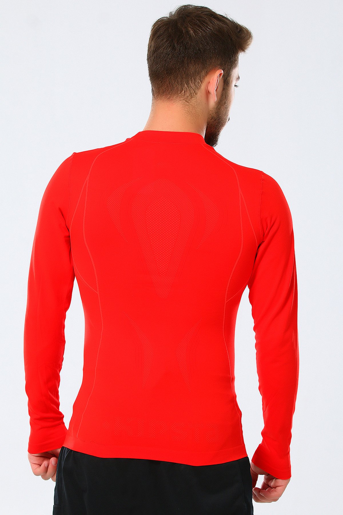 Kırmızı Desenli Uzun Kollu Erkek Spor Basic Body 420481- tozlu.com