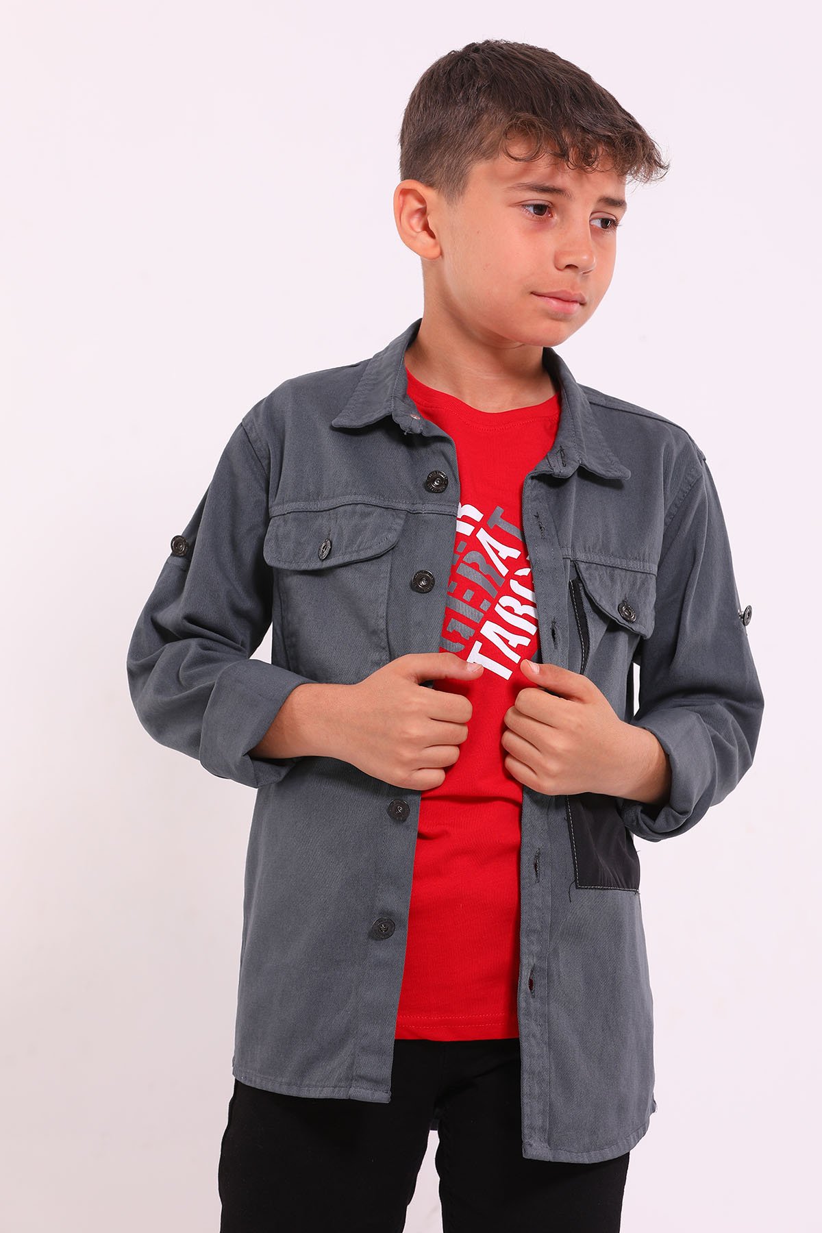 Erkek Çocuk T-shirt Ceket İkili Takım Füme 499290 - tozlu.com
