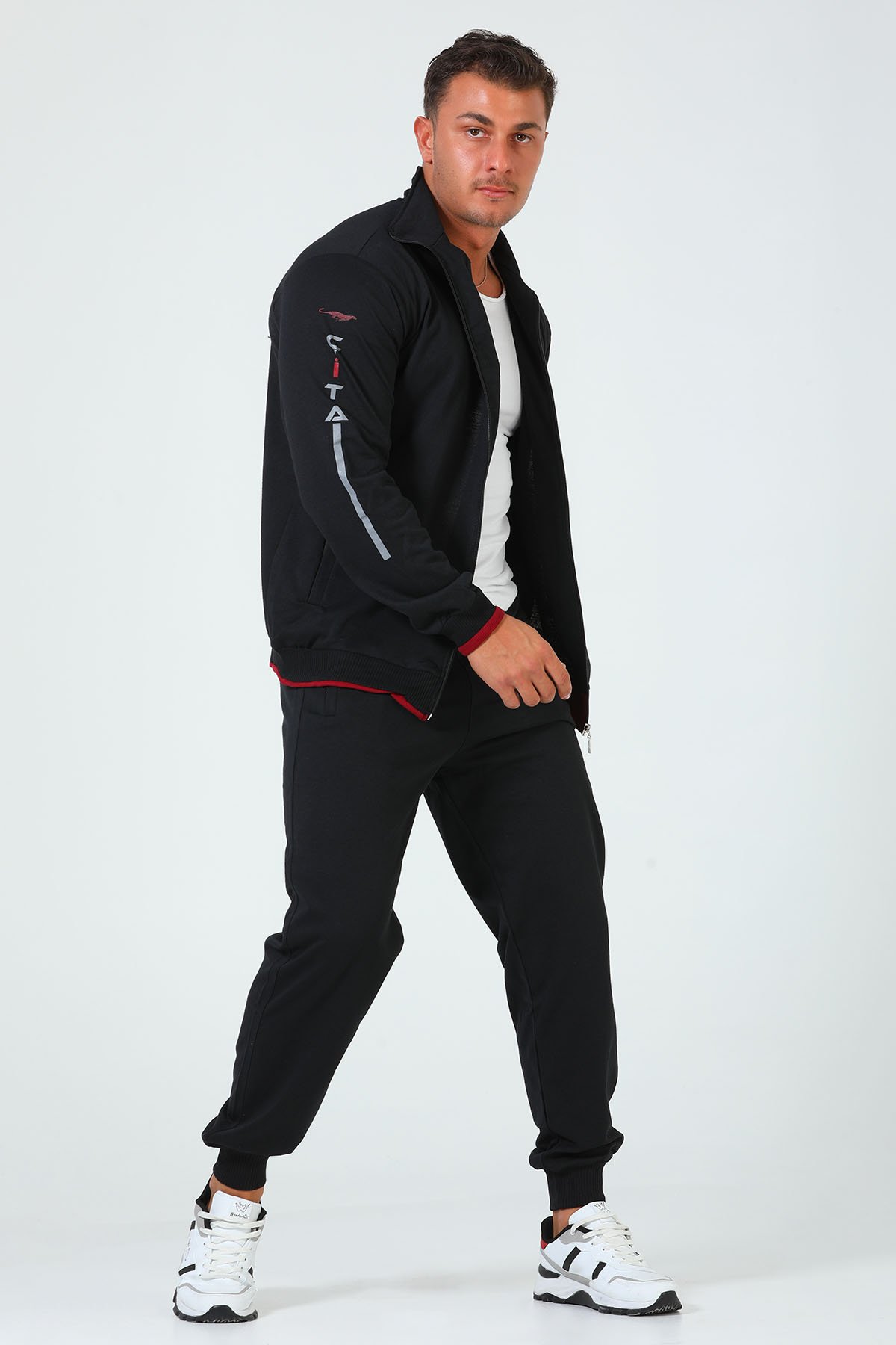 Erkek Jogger Paça Eşofman Takımı Siyah 498883 - tozlu.com