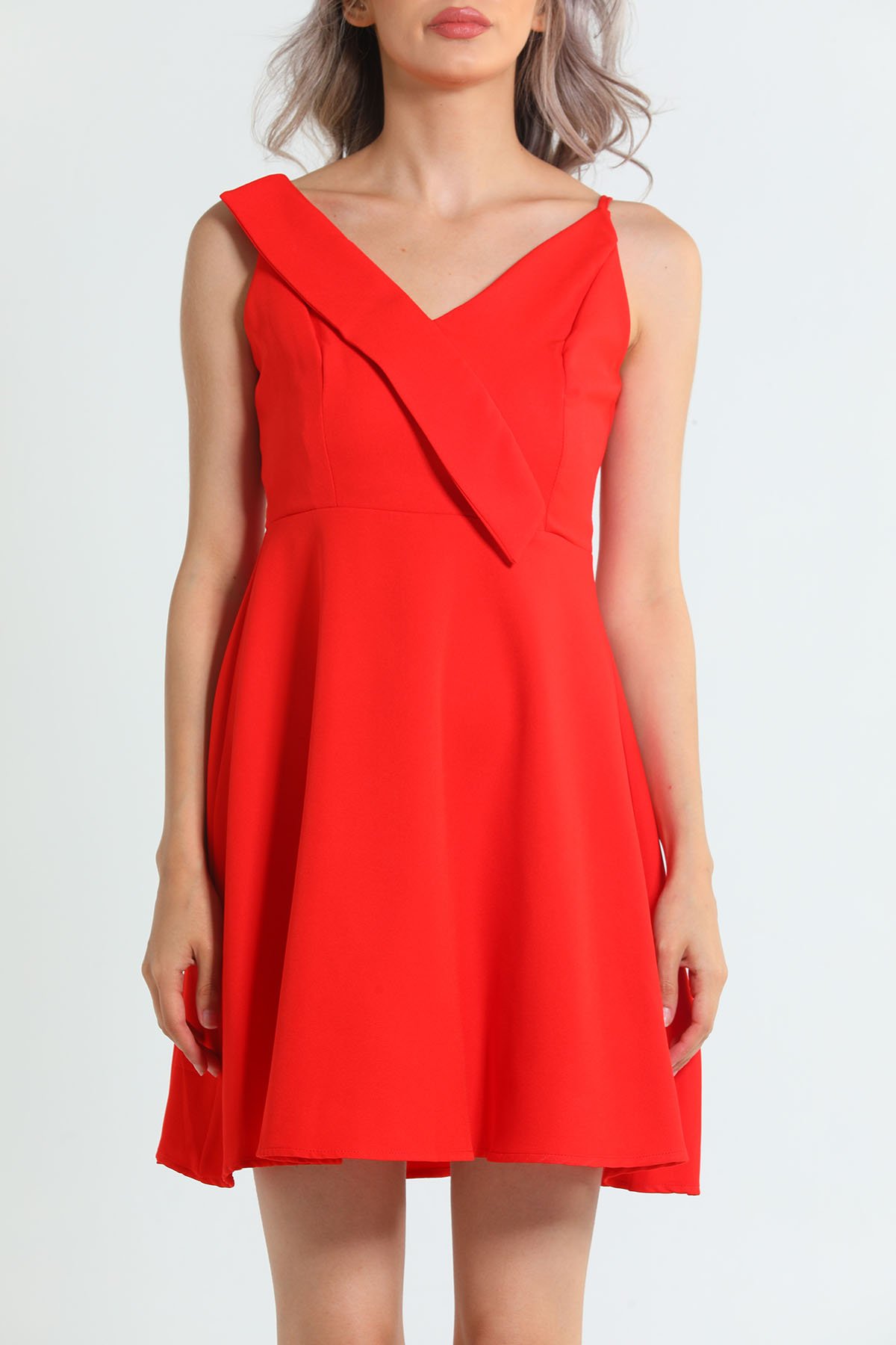 Kadın Ayarlanabilir Askılı Ön Detaylı Abiye Elbise Kırmızı 503091 -  tozlu.com