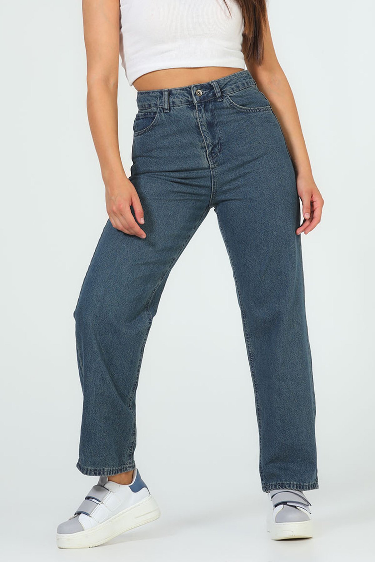 Kadın Mom Jeans Pantolon Mavi Tint 492725 - tozlu.com
