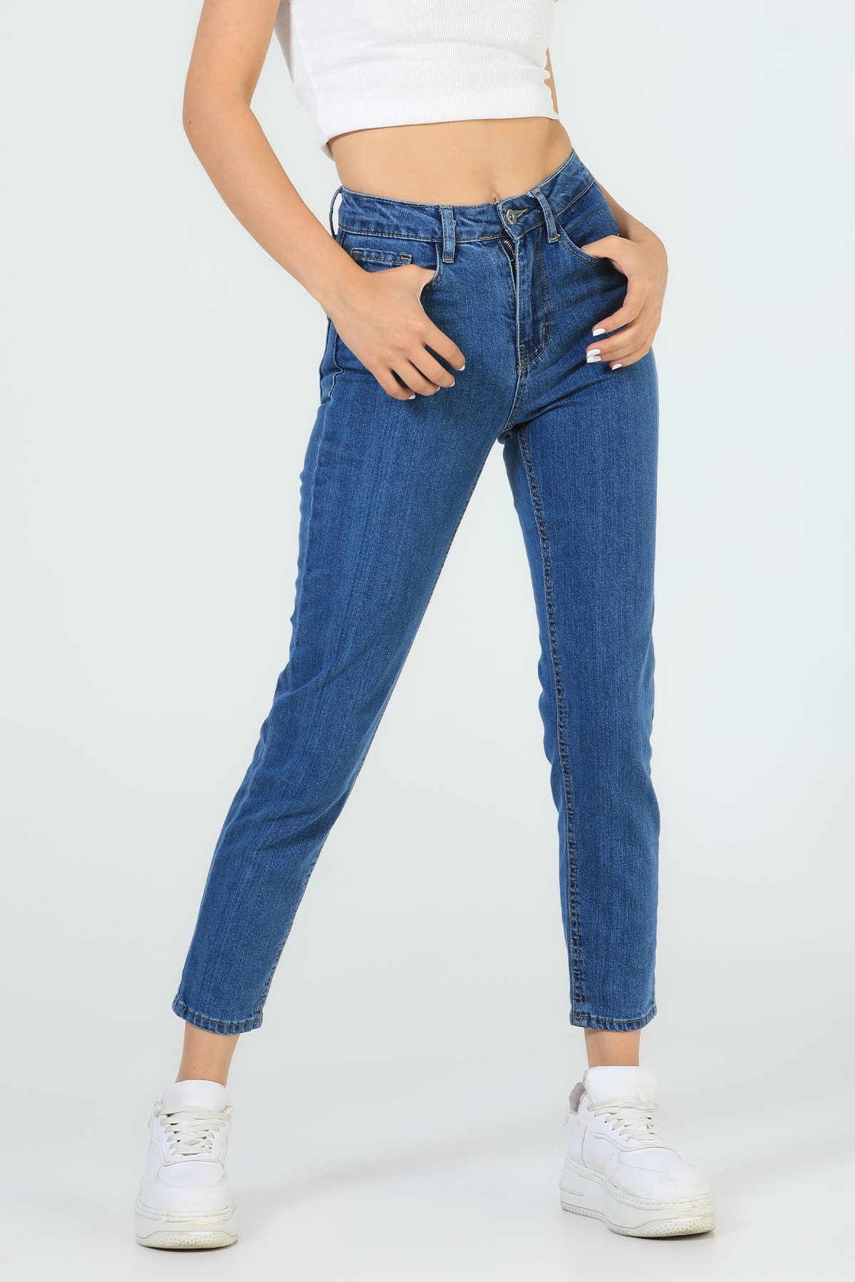 Kadın Yüksek Bel Jeans Pantolon Mavi 504748 - tozlu.com