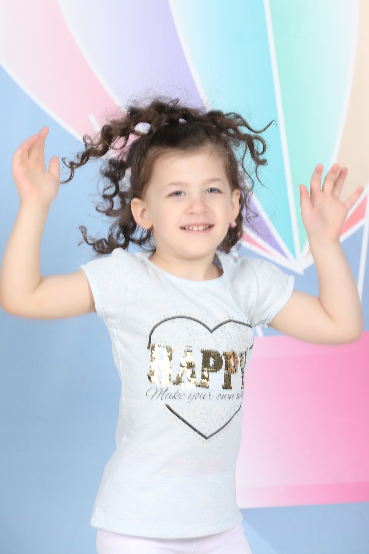 AçıkMavi Kız Çocuk Pul Payetli T-shirt 378678- tozlu.com