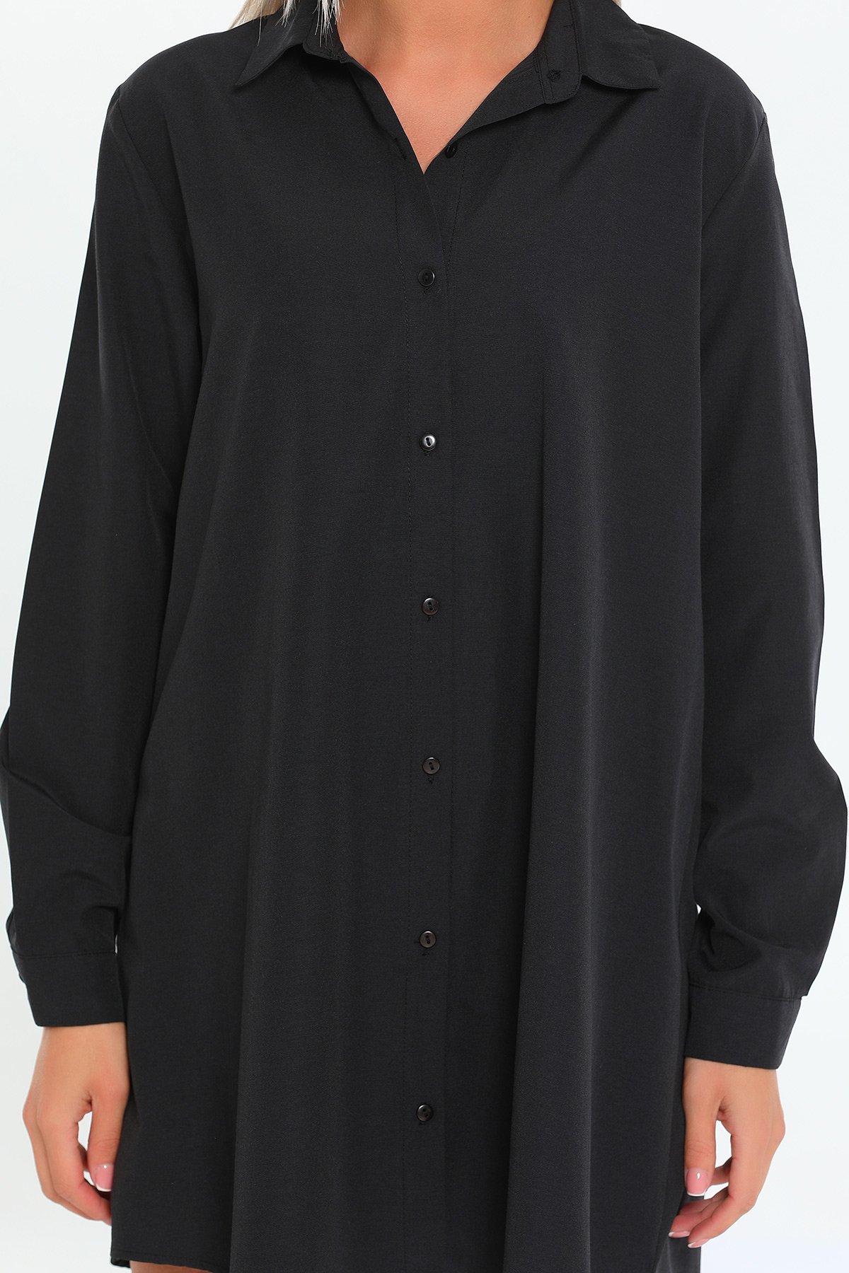 Siyah Uzun Kollu Kadın Gömlek Tunik