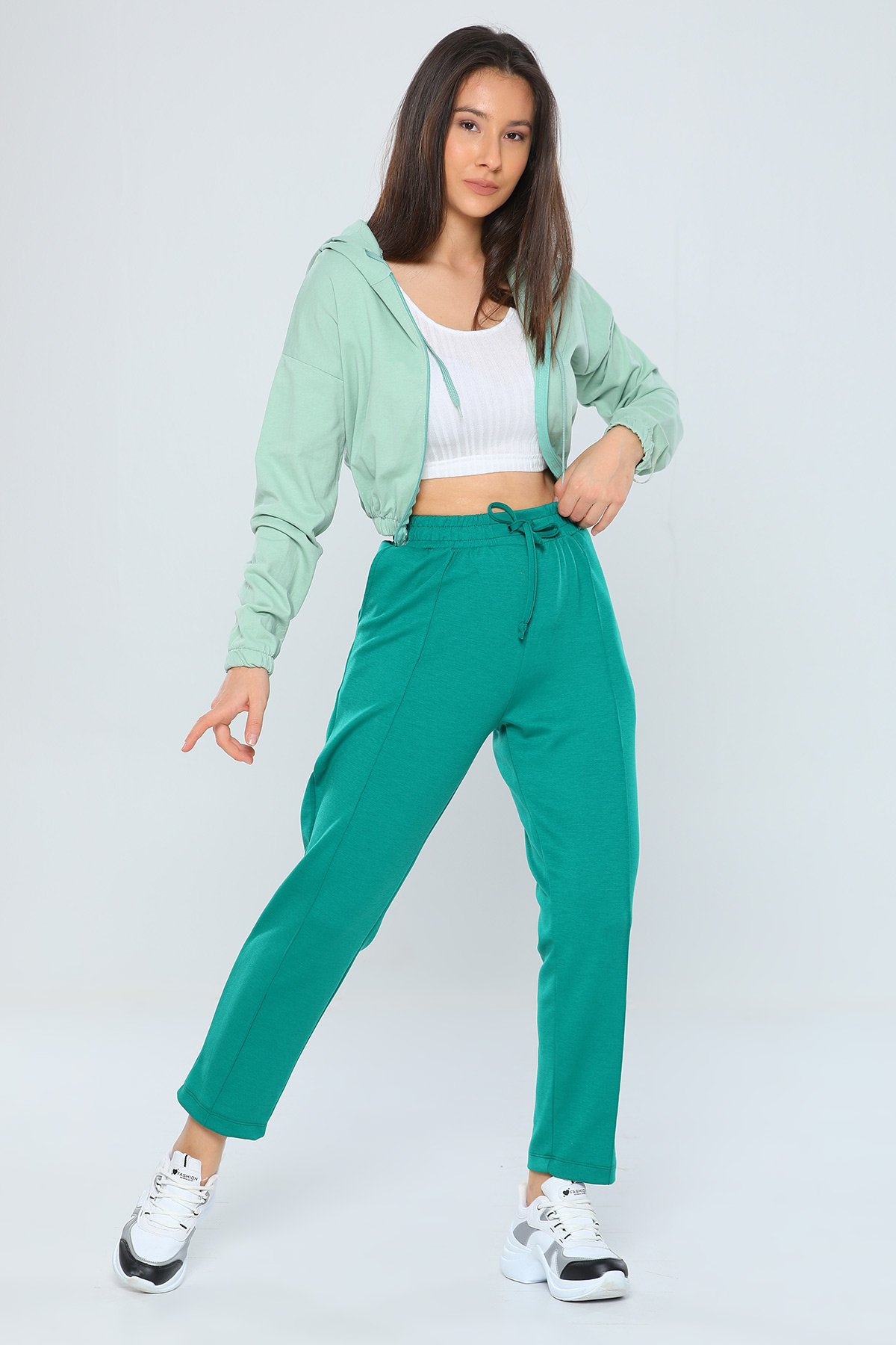Yeşil Ön Çimalı Oysho Kadın Pantolon
