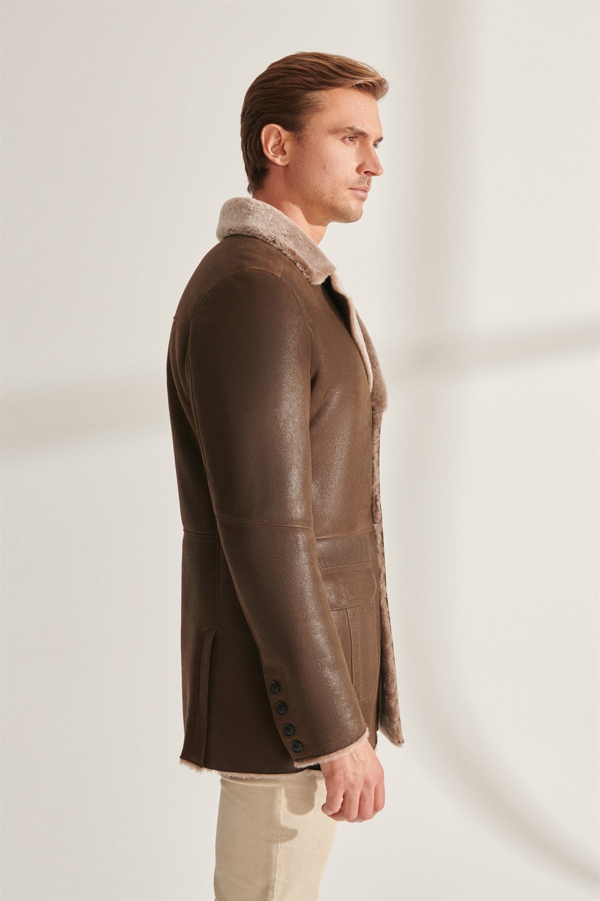 Khaki shearling jacket cheap
