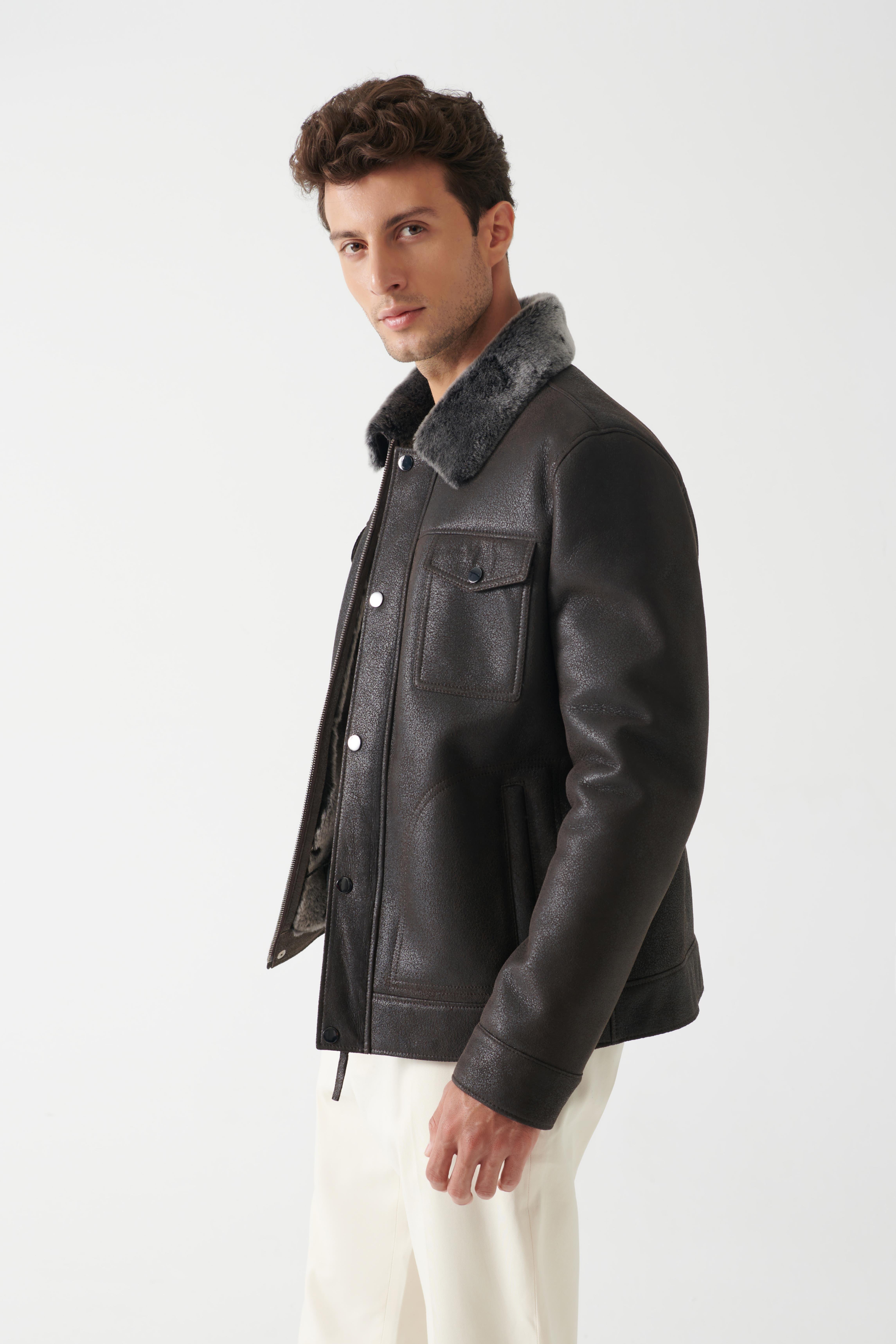 Faux shearling jacket store mens