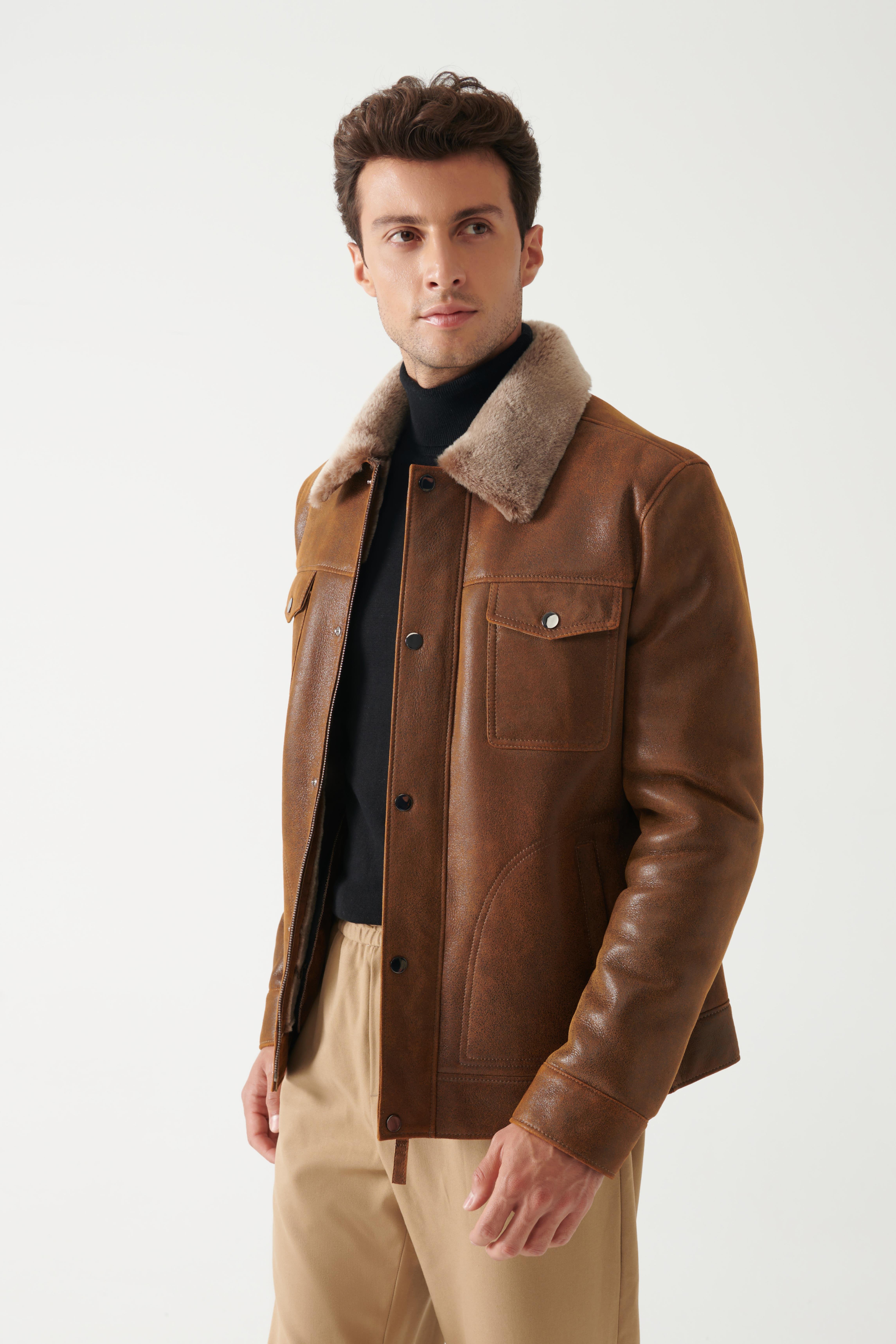 Reiss mens shearling on sale jacket