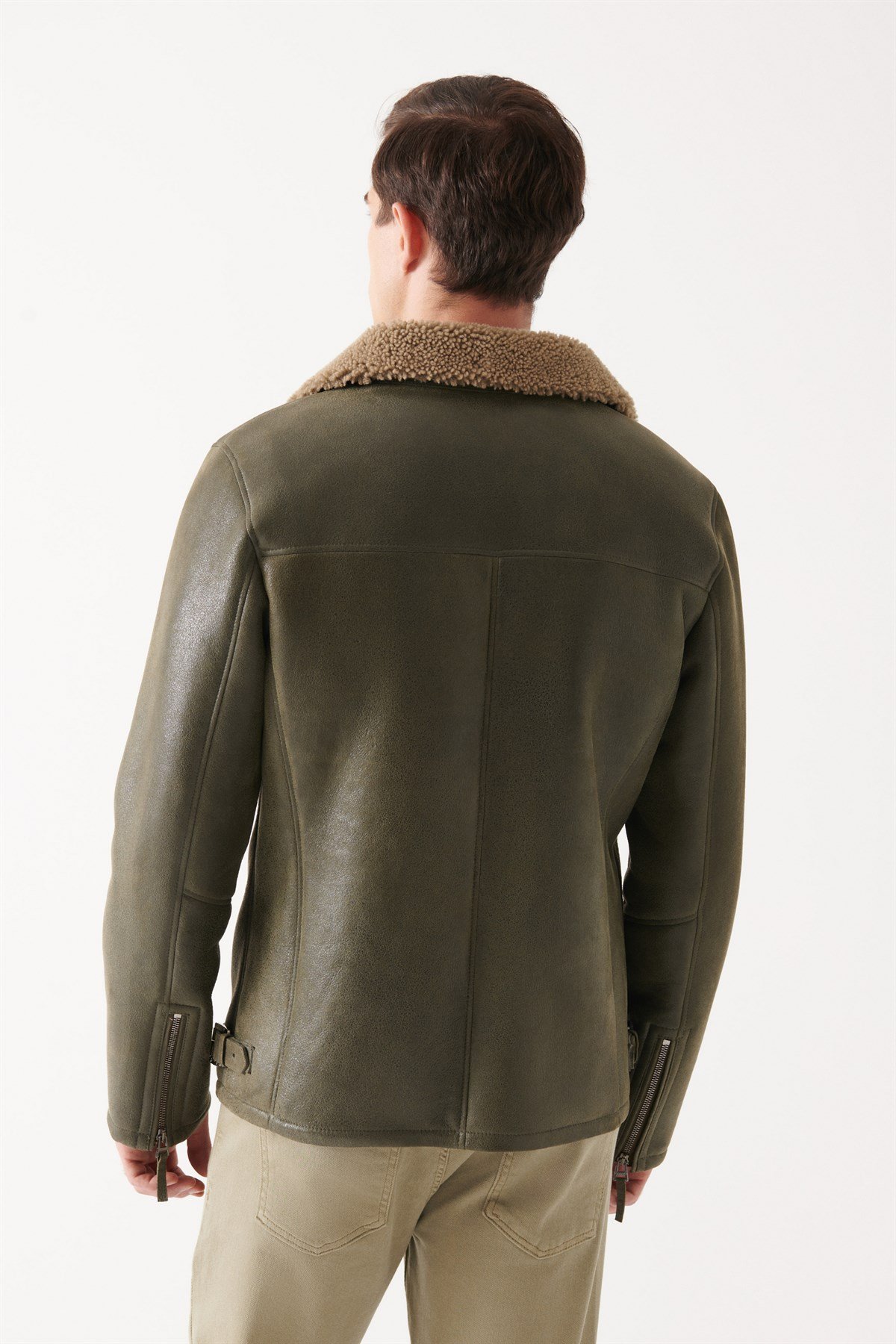 Green shearling jacket clearance mens