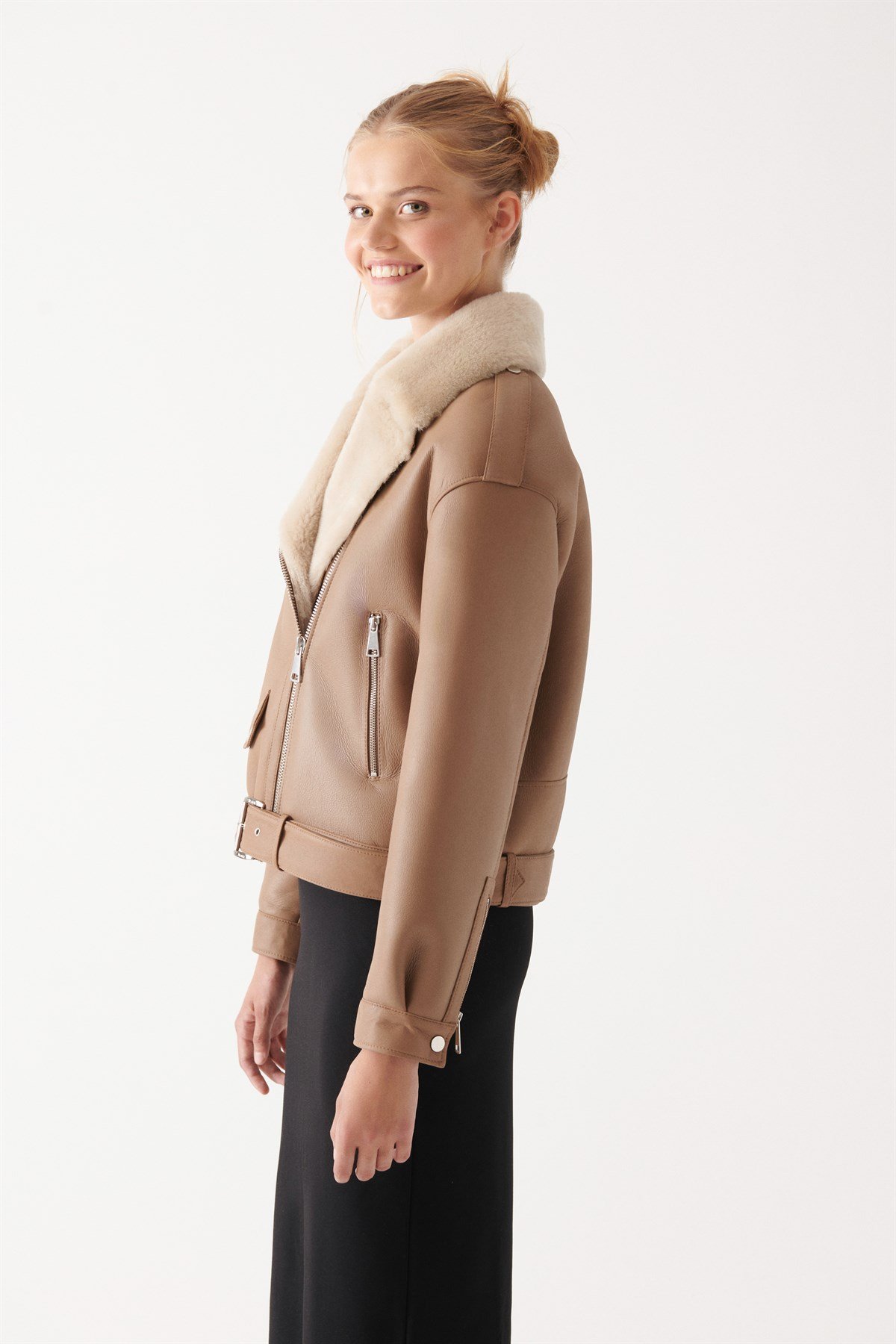 Shearling jacket cheap women's zara